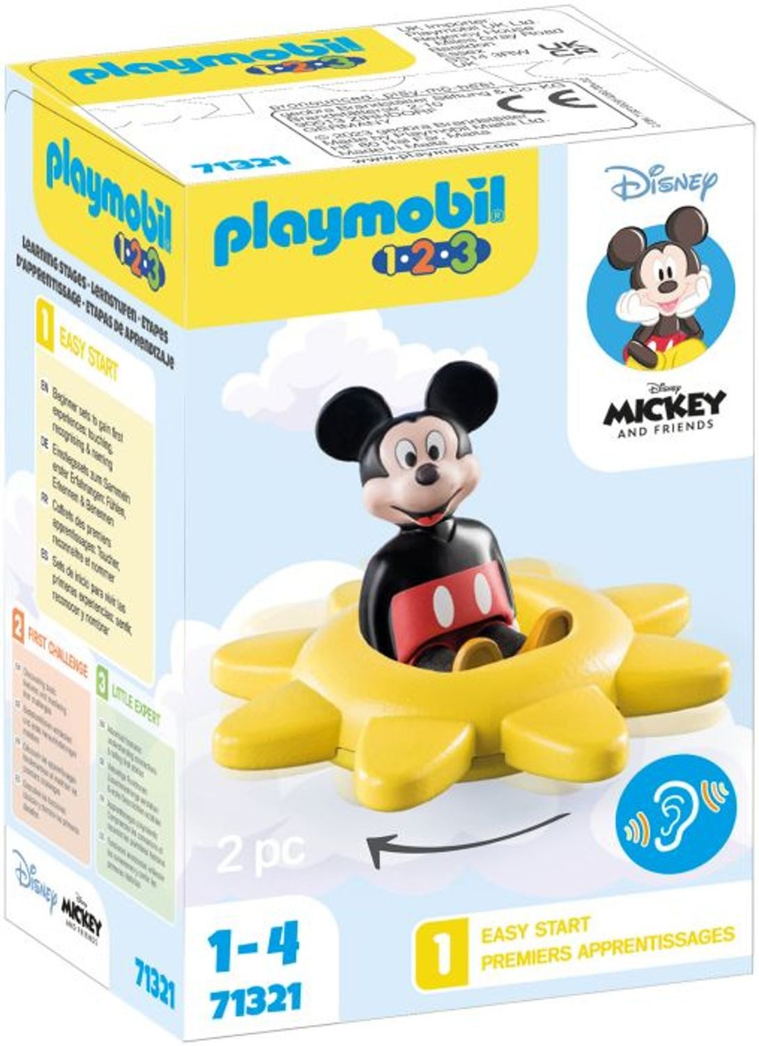 Playmobil® 1.2.3 Mickys Drehsonne mit Rasselfunktion Konstruktions-Spielset, (Mickys Drehsonne mit Rasselfunktion), Made in Europe