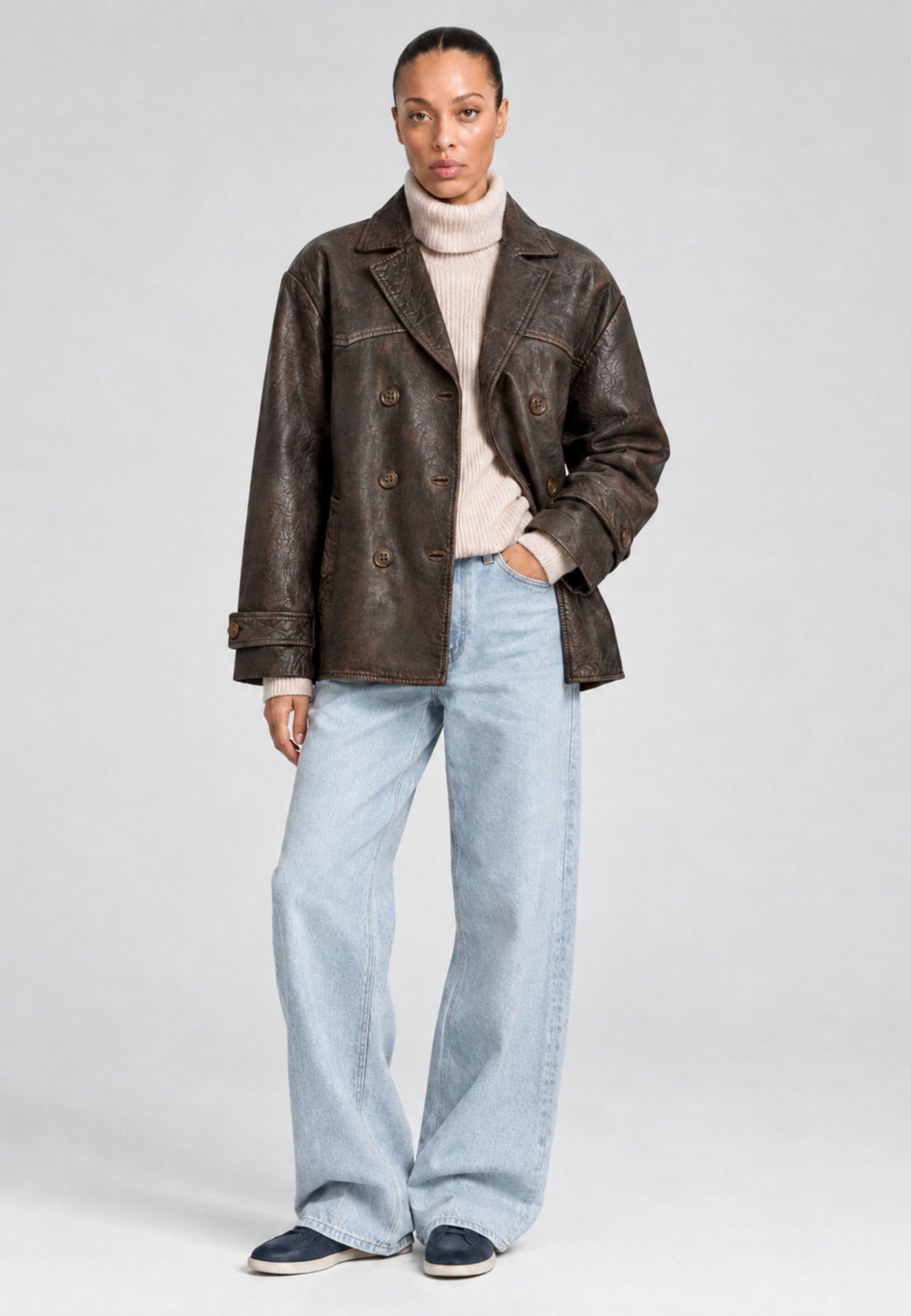 RICANO Lederjacke Oceane Lederjacke im Vintage-Look mit Reverskragen – Bild 3 von 5