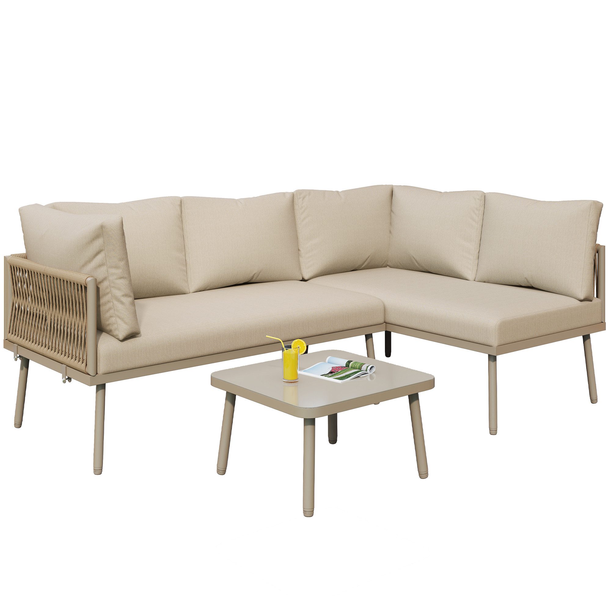 Odikalo Gartenlounge-Set Gartenmöbel-Set Sitzkissen verstellbaren Füßen günstig online kaufen