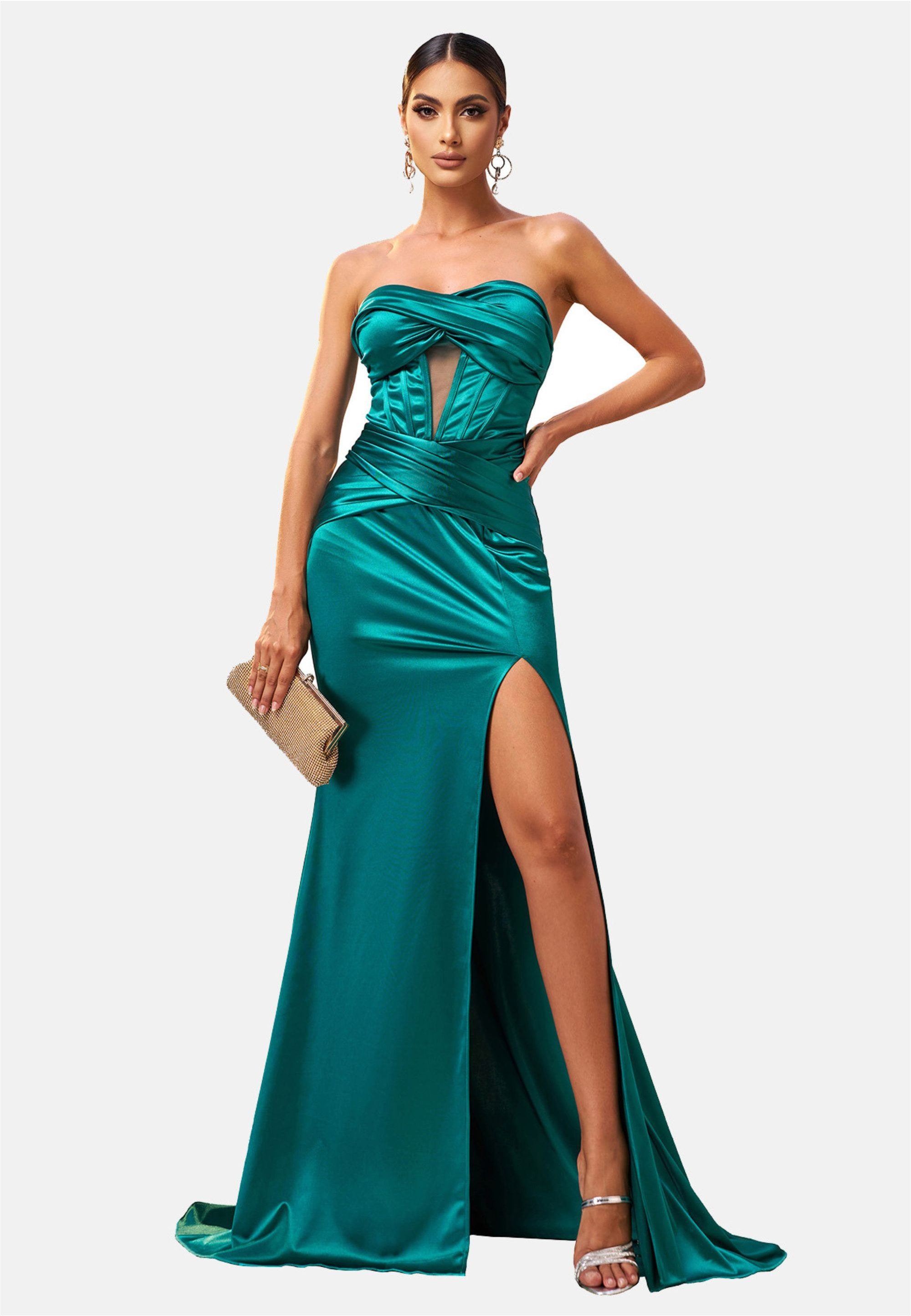 Moda Minx Jerseykleid Daisy Long Slit Dress mit wunderbarem Korsett-Element