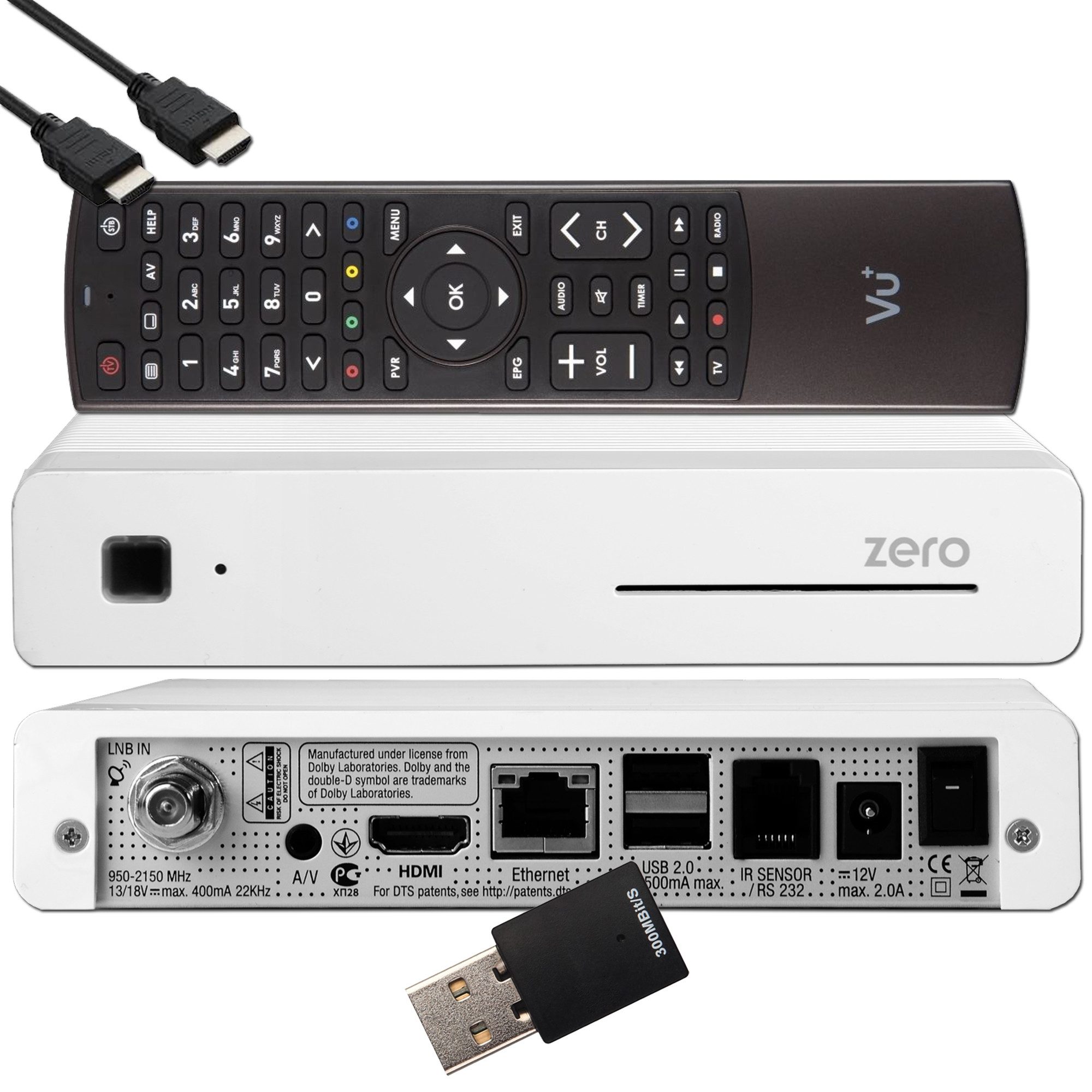 VU+ VU+ Zero Linux Full HD Sat Приемники - Weiss + 300 Mbits Wifi Stick Спутниковый ресивер