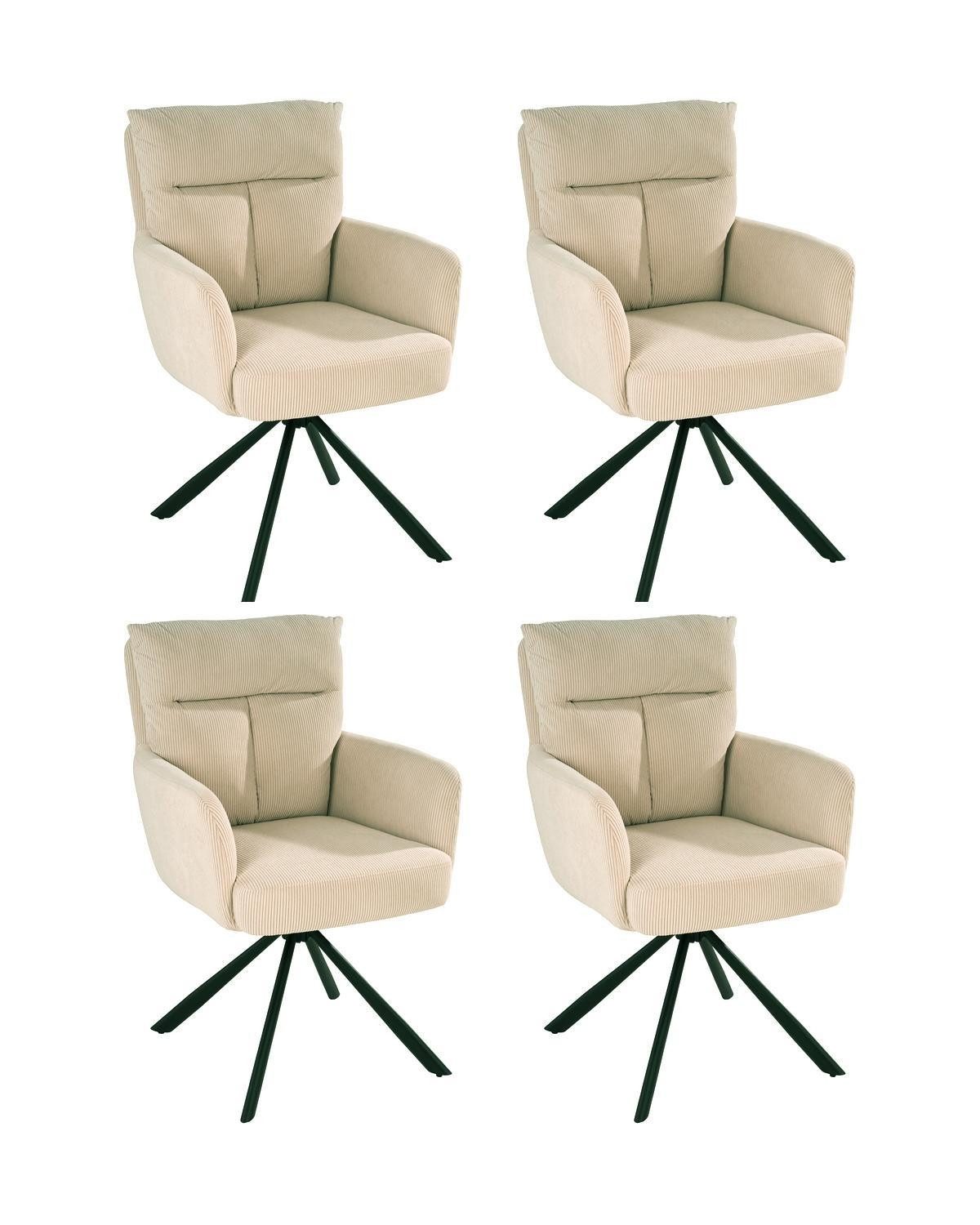 Polsterstuhl, Beige, Cordbezug, Metallgestell
