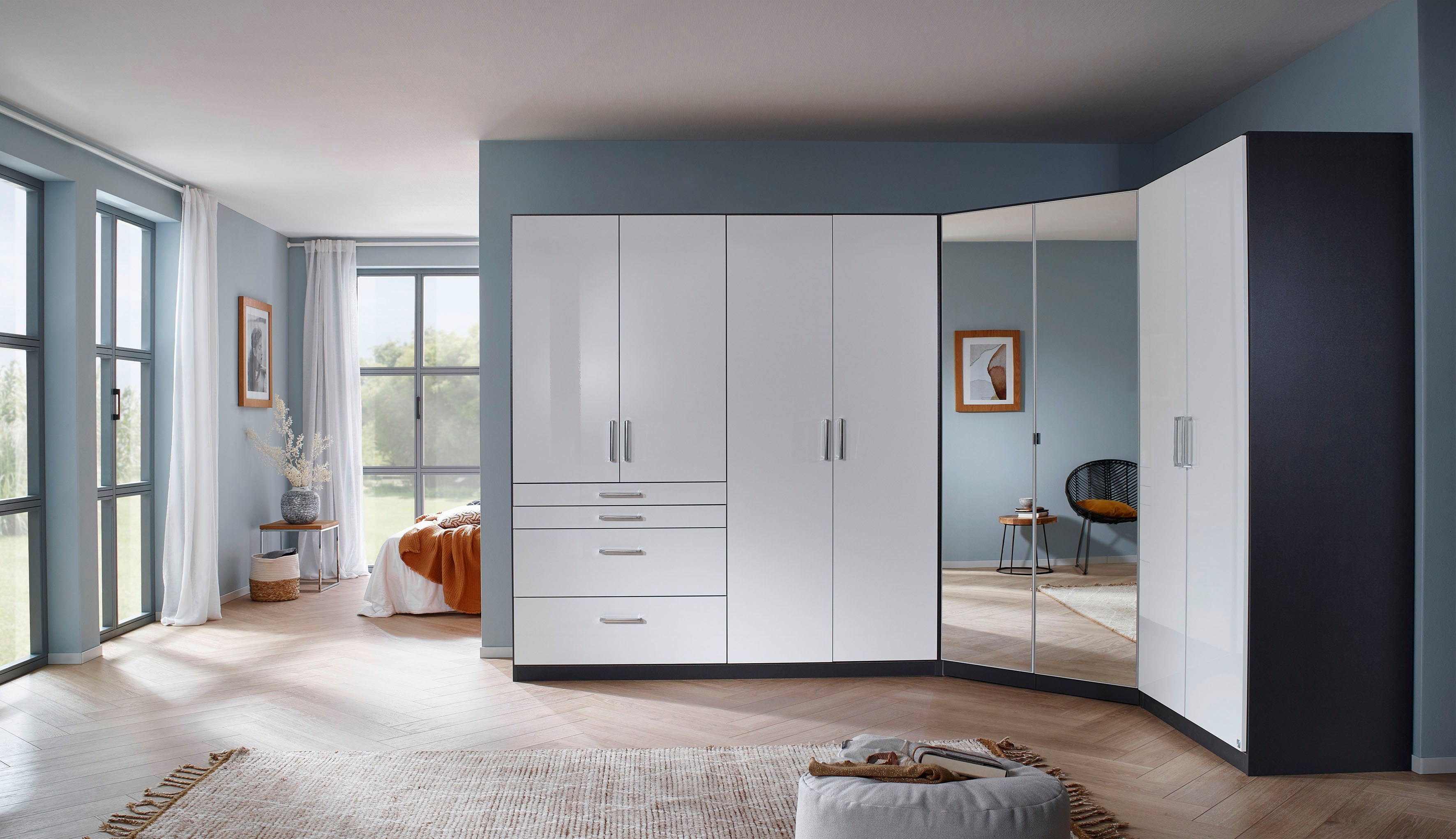 rauch Schrank-Set Kleiderschrank Schrank Garderobe Garderobenschrank Eckschrank HOMBURG, (Set), viel Stauraum, oberer Schubkasten mit Einteilung MADE IN GERMANY