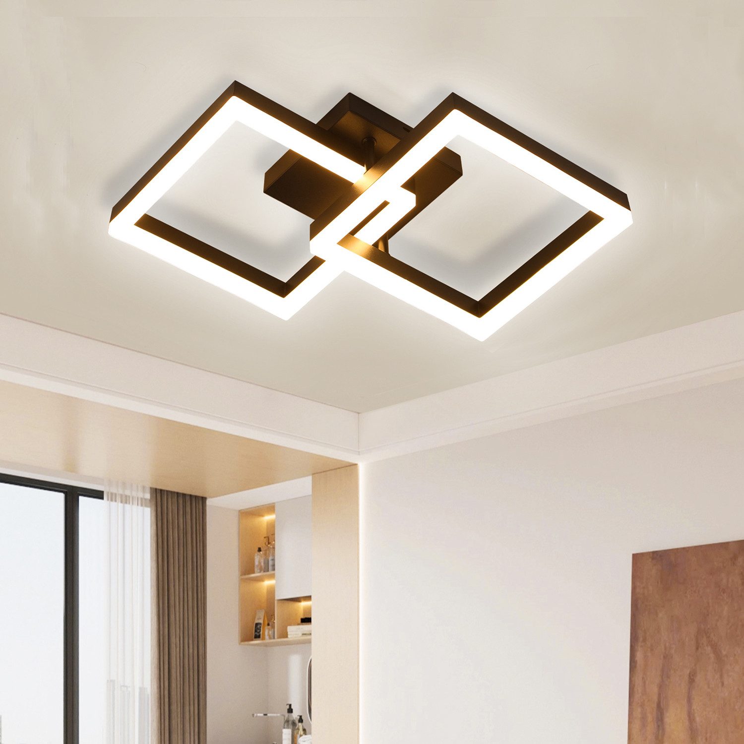 oyajia Deckenleuchte 30W Quadrat Schwarz LED günstig online kaufen