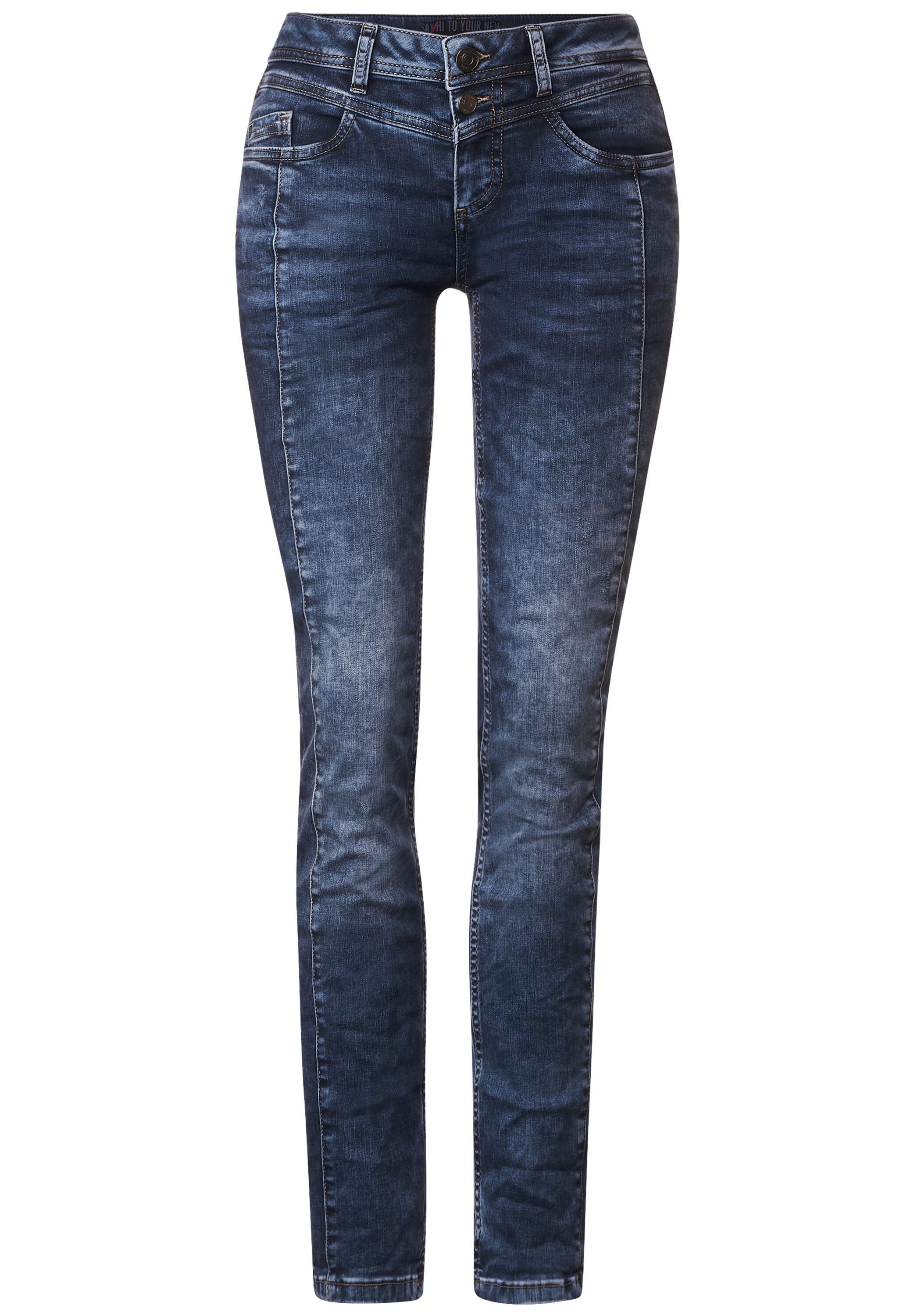STREET ONE Bequeme Jeans Street Casual Indigo Jeans Fit Wash One in Random Naht (1-tlg)