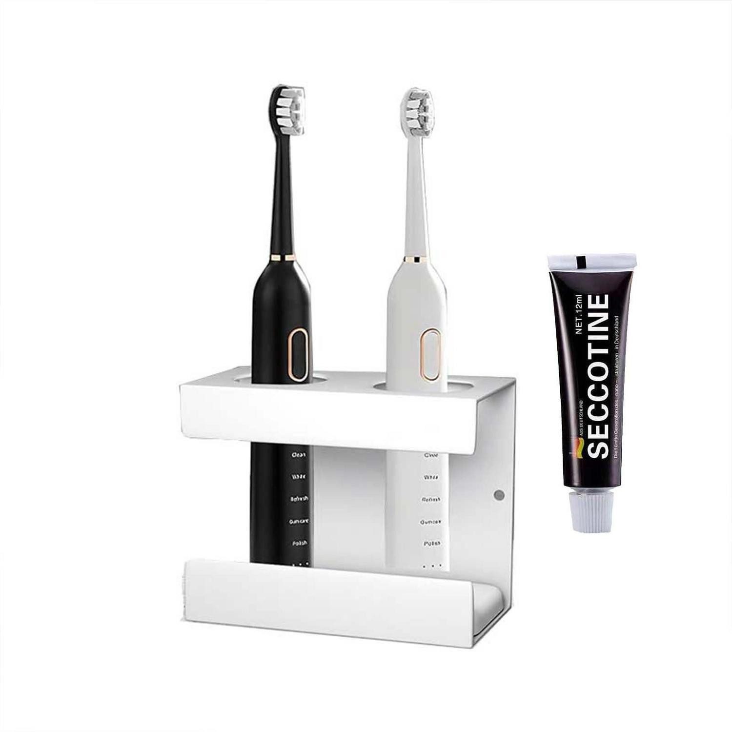 LuxusKollektion Zahnbürstenhalter Zahnbürstenhalter weiß 2fach ohne Bohren