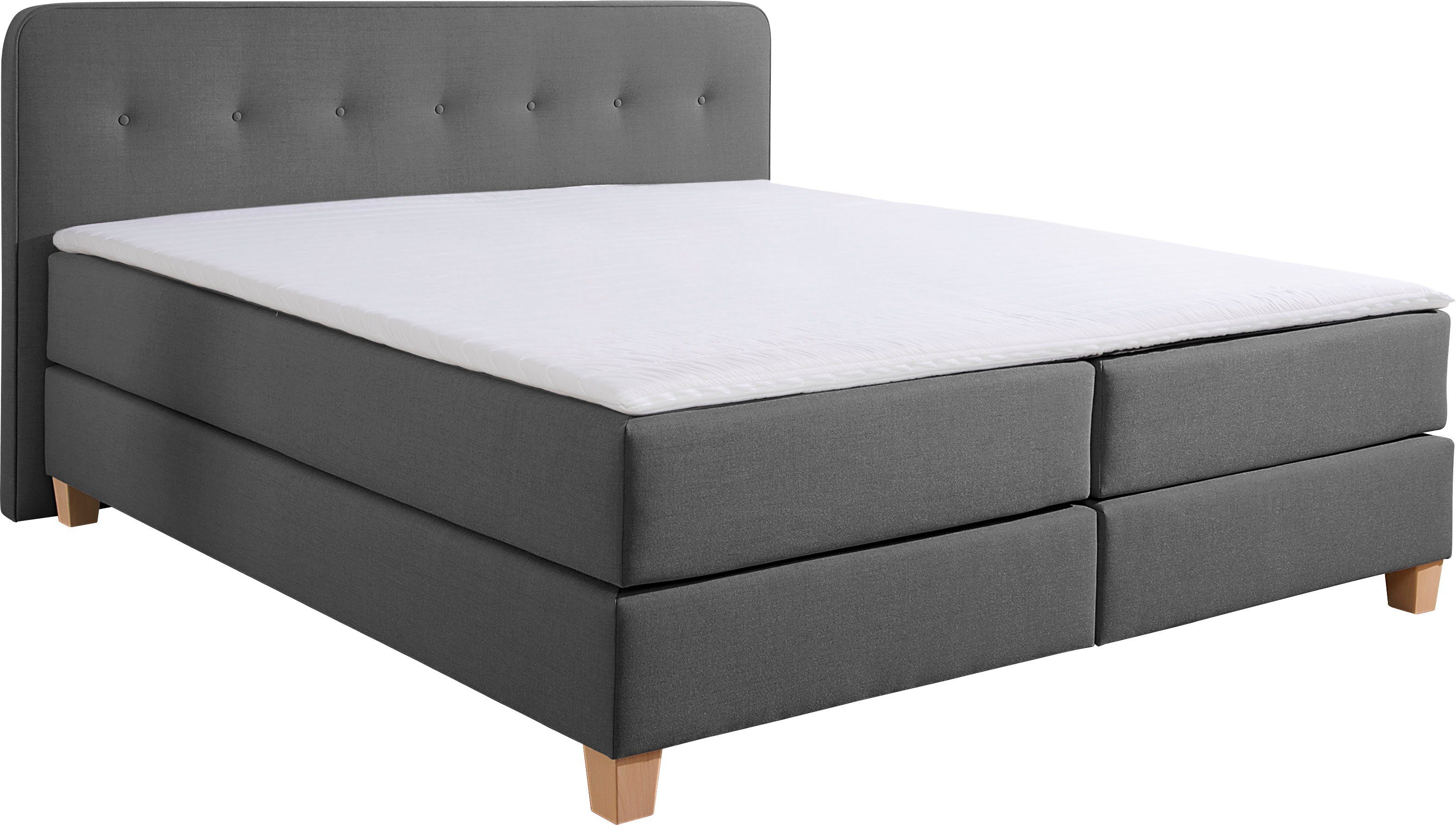 Home affaire Boxspringbett Fargo, in Überlänge 220 cm, mit Topper, 3 Ausführungen, 4, Breiten