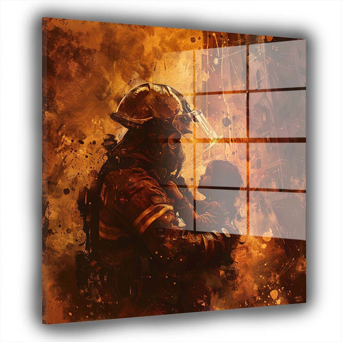 Artedinoi Acrylglasbild Beautiful Job Feuerwehrmann Acrylglas Wandbild Bild Wanddeko Wohnzimme