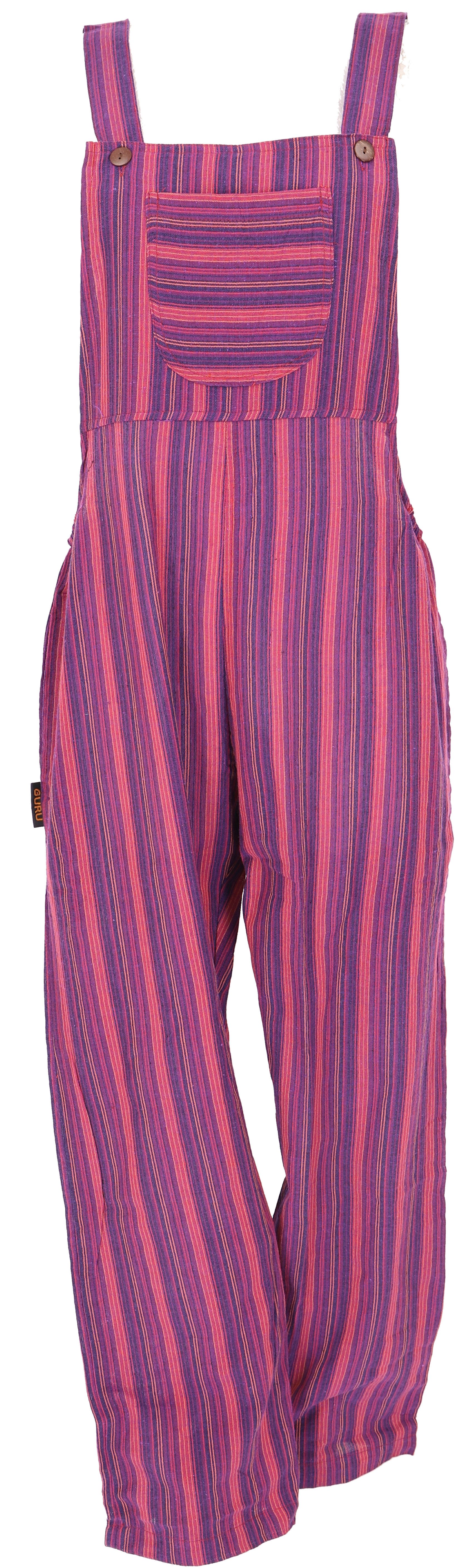 Guru-Shop Relaxhose Luftige Latzhose, gestreifter Ethno Style Boho.. alternative Bekleidung