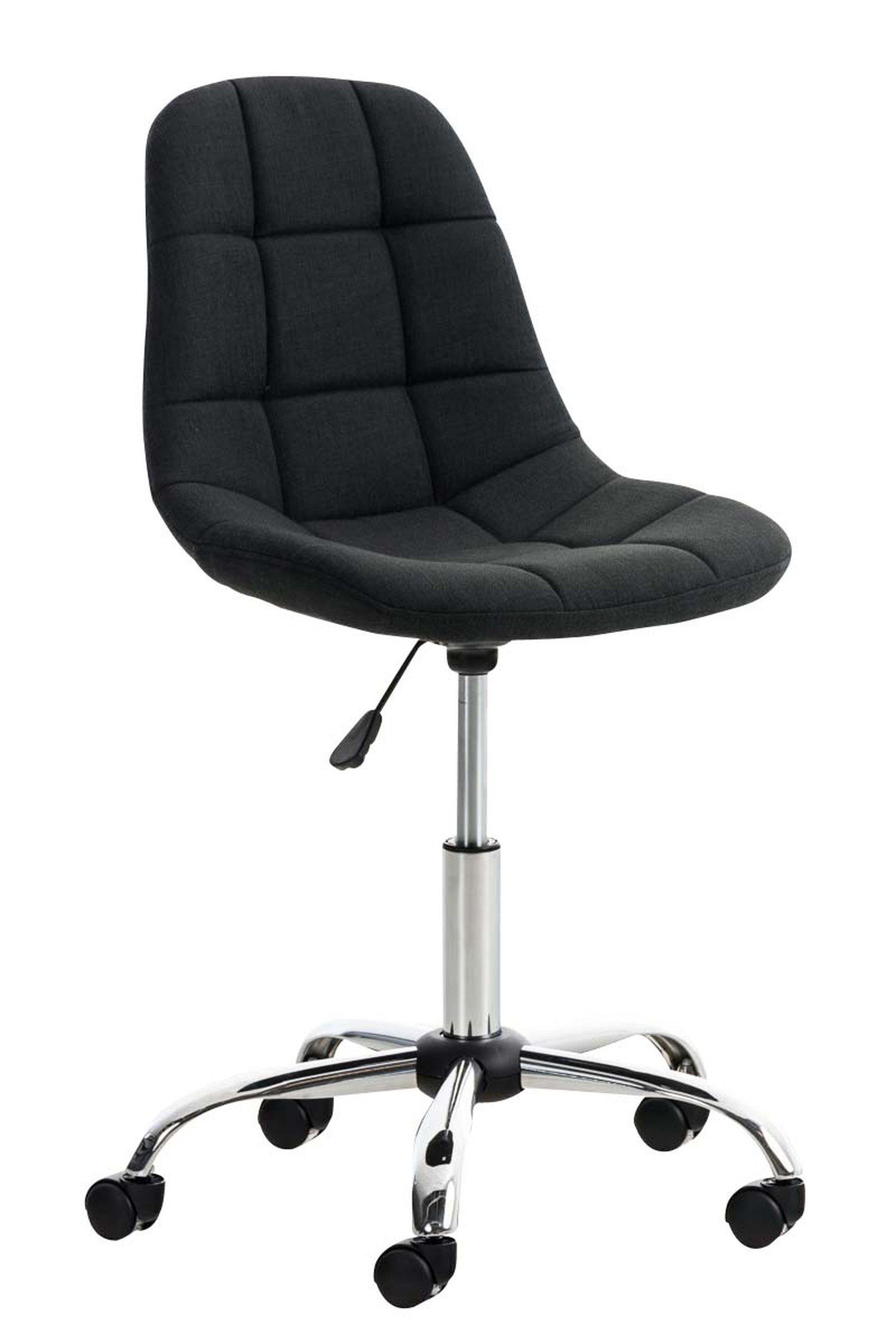 TPFLiving Bürostuhl Emily mit bequemer Rückenlehne - höhenverstellbar und 360° drehbar (Schreibtischstuhl, Drehstuhl, Chefsessel, Konferenzstuhl), Gestell: Metall chrom - Sitzfläche: Stoff schwarz