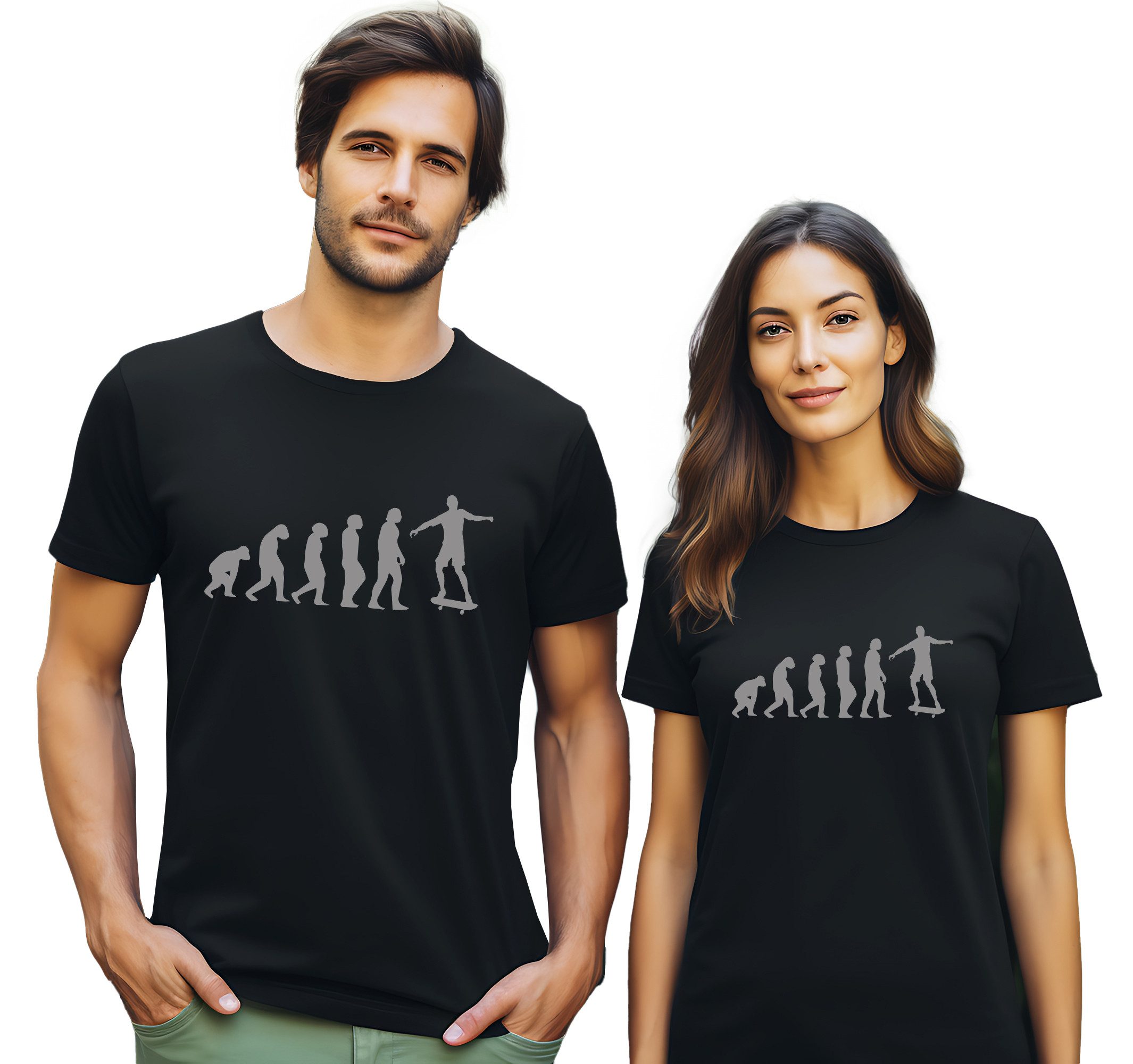 MyDesign24 T-Shirt Skater print Shirt Evolution Skater T-Shirt schwarz kurzarm Regular Fit i556