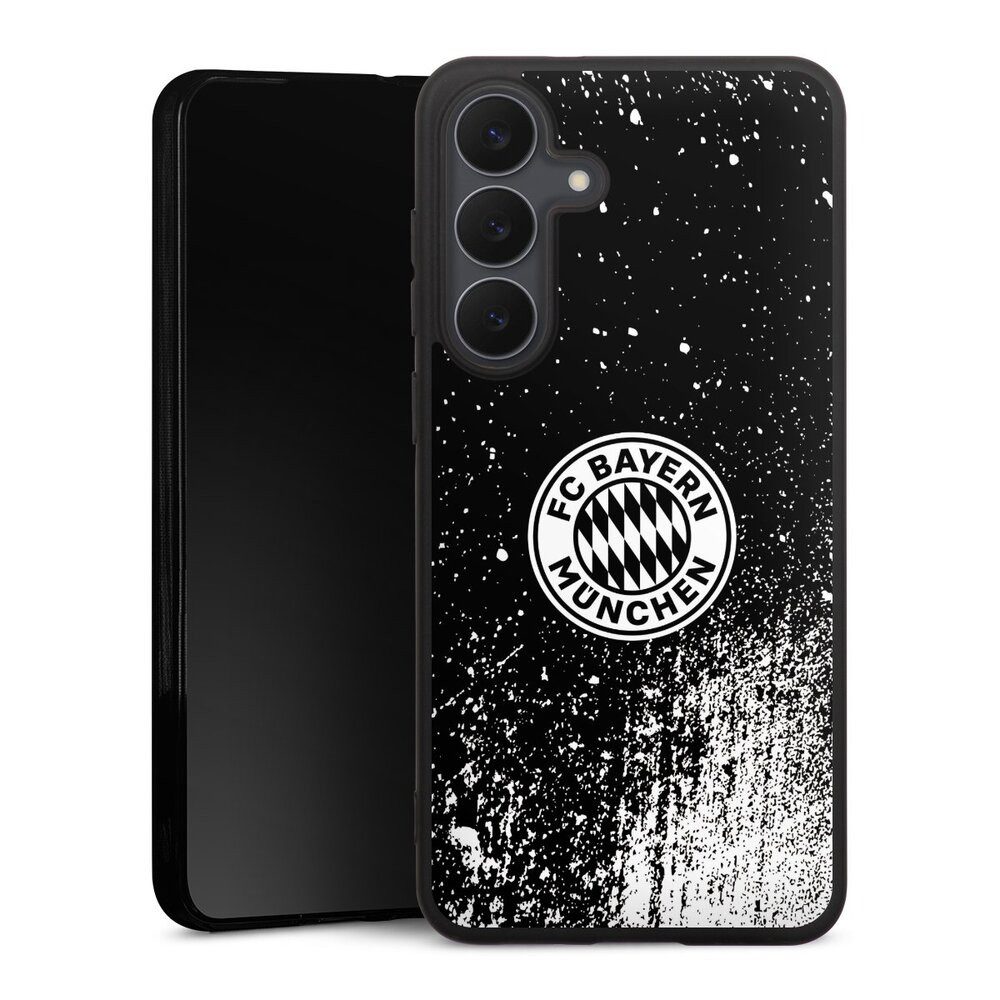 DeinDesign Handyhülle FC Bayern München Offizielles Lizenzprodukt FCB Splatter Schwarz - FCB, Samsung Galaxy S25 FE Silikon Hülle Premium Case Handy Schutzhülle