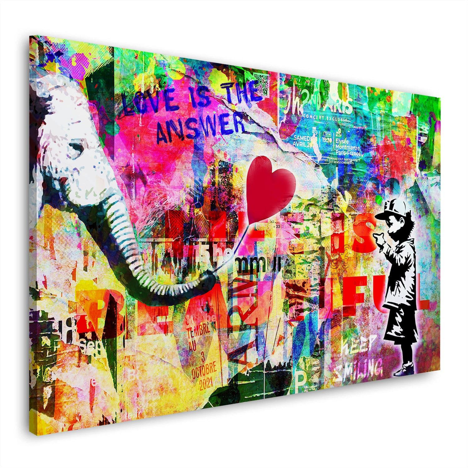 Leinwandbild Street Art Love Wandbild Leinwandbild Kunst XXL Deko