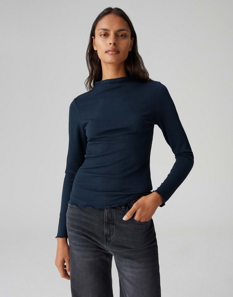OPUS Longsleeve SOMANZI aus feinem Rippjersey figurbetont geschnitten, elastischer Stoff, feine Rippstruktur
