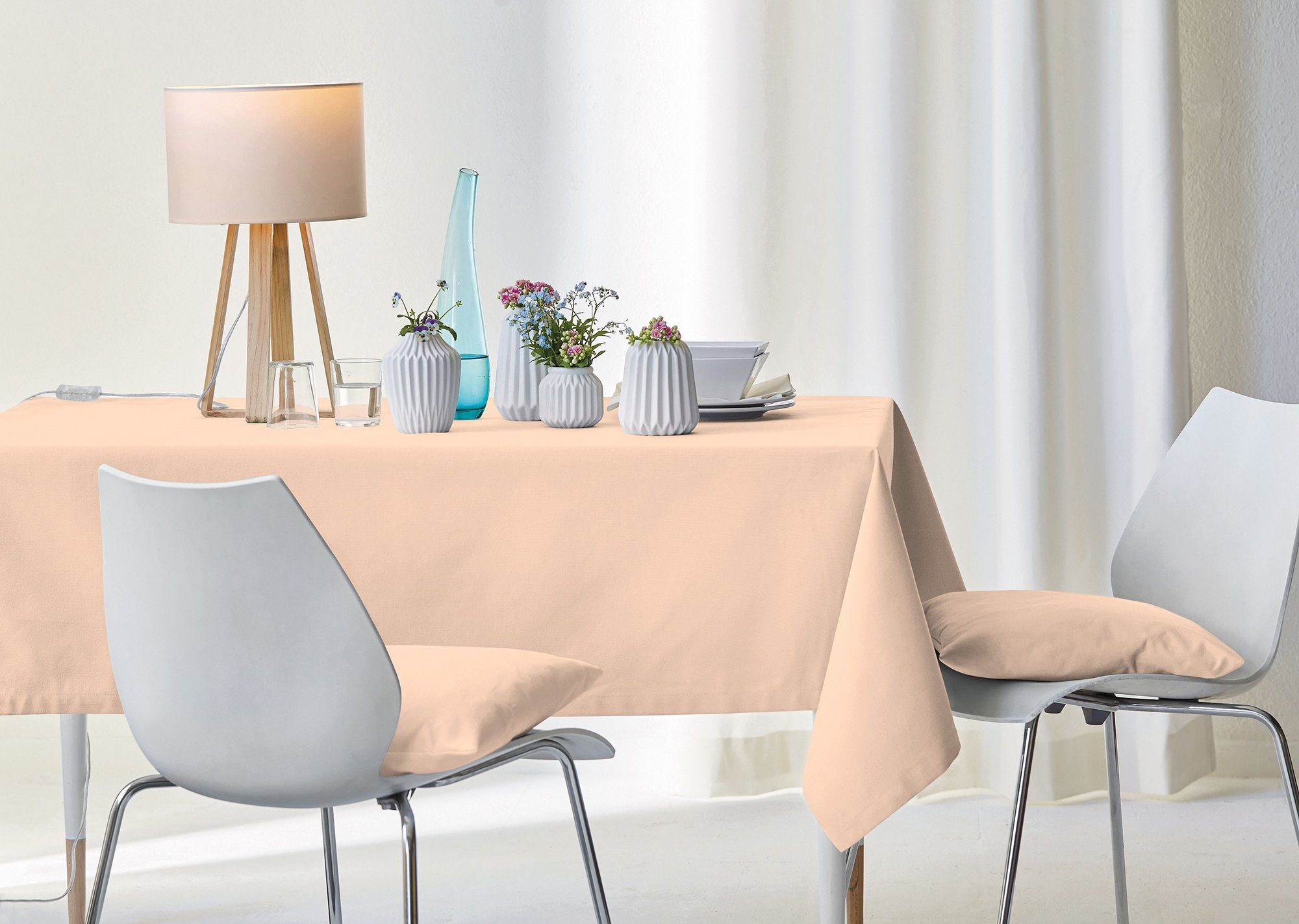 APELT Tischdecke 4362 apricot (1-tlg), UNI-BASIC Rips-Uni