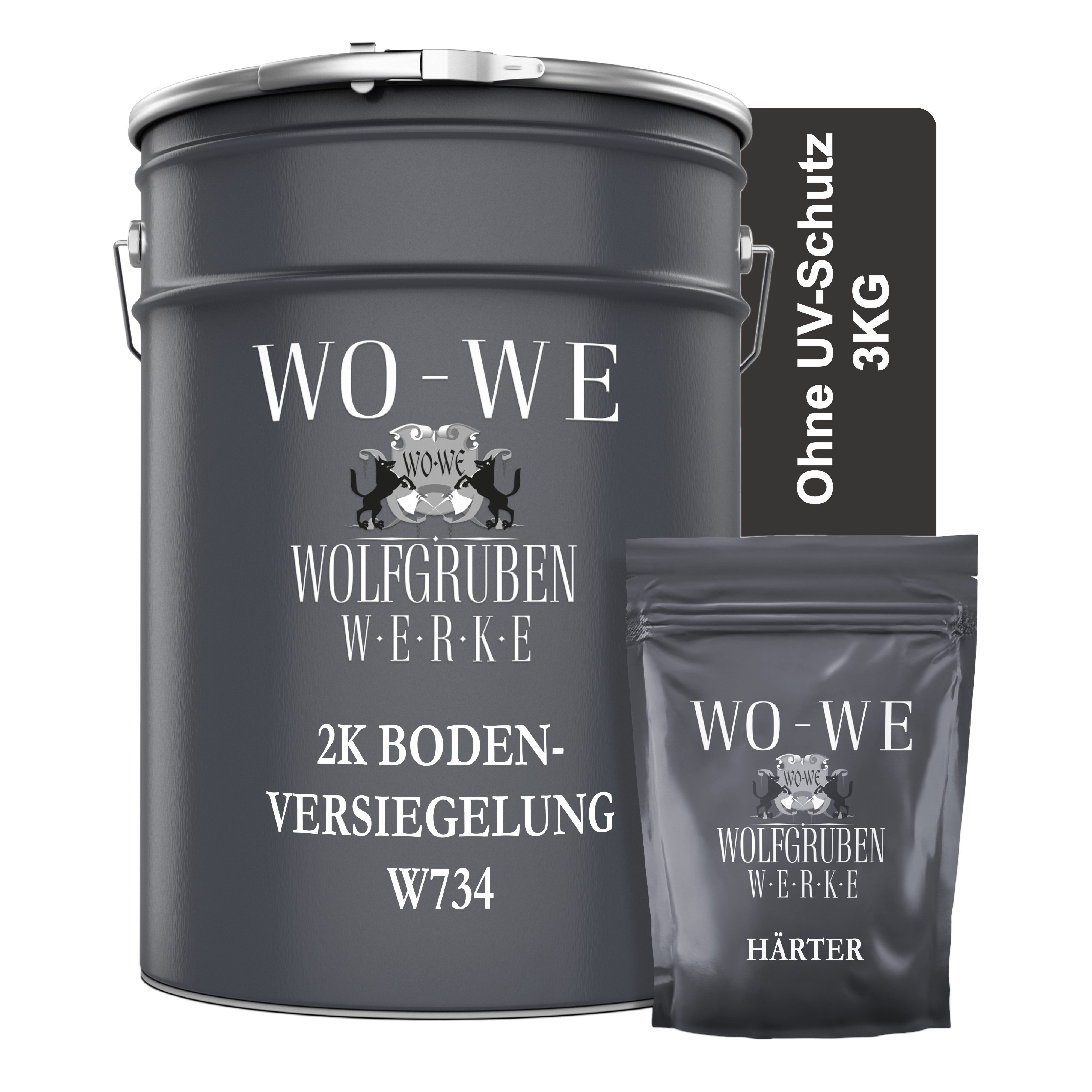 WO-WE Bodenversiegelung 2K Epoxidharz Bodenversiegelung Bodenbeschichtung W734, 1.5-9Kg, Klar/Farblos