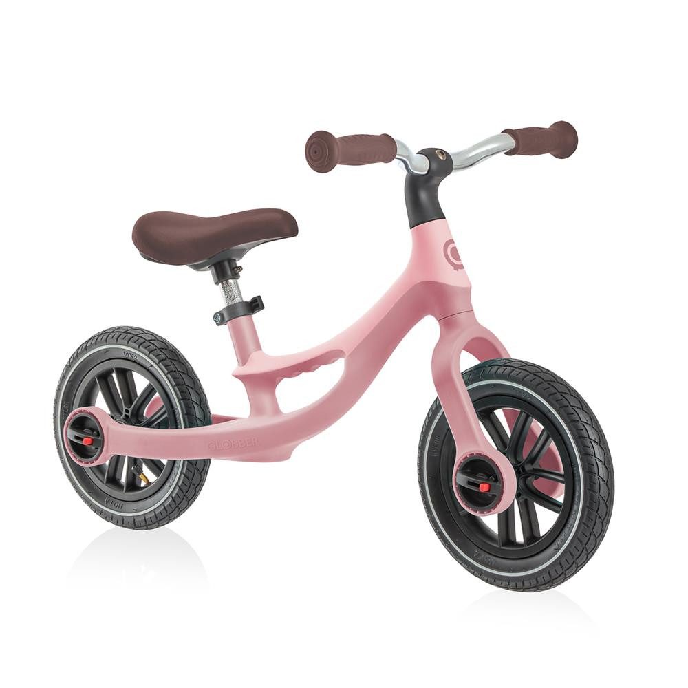 Globber Laufrad GO BIKE ELITE AIR Laufrad 10 Zoll, 3–6 Jahre, Pastellrosa, Luftreifen, Fußstütze, werkzeugloser Aufbau