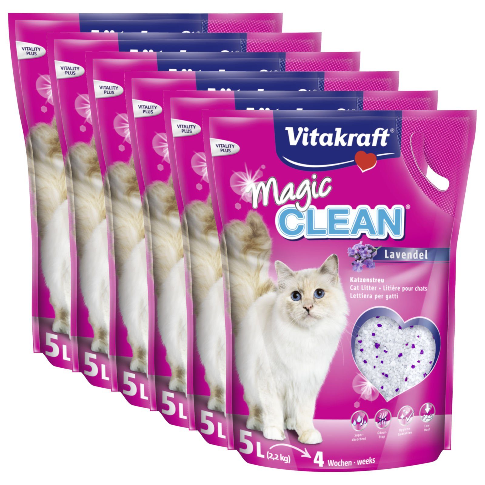 Katzenstreu Katzenstreu Magic Clean Lavendel 6x 5 Liter