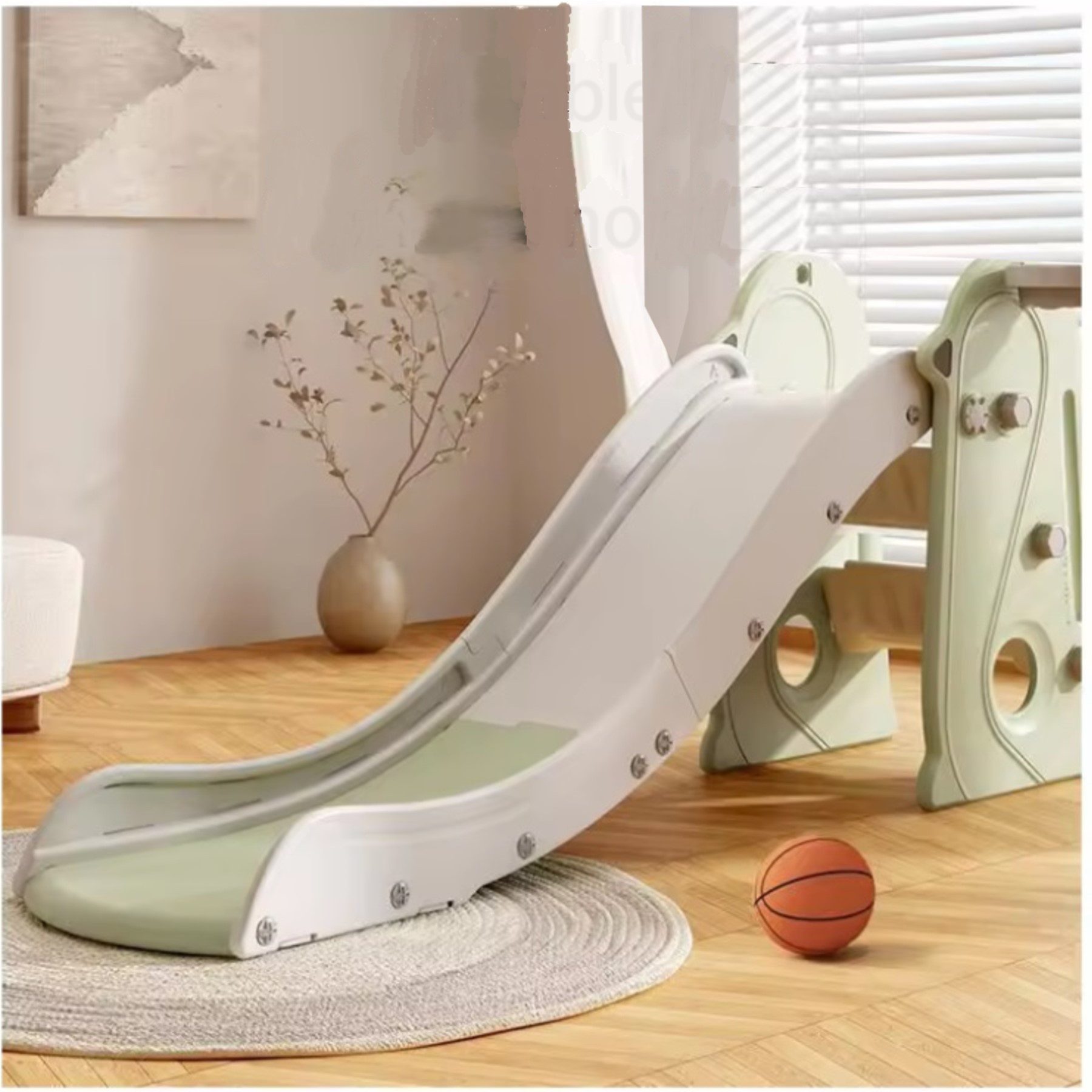 TikTakToo Indoor Foldable Slide, Pastel, Garden Slide, Children's Slide, Motor Skills Trainer (with Basketball Hoop, Play Set), Indoor and Outdoor Playground
