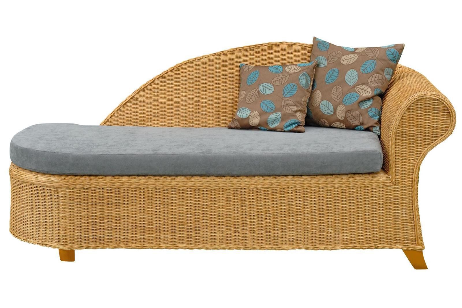 Krines Home Recamiere Rattan Recamiere Elegance Rattanliege Chaiselongue Rechts mit Polster, Wintergarten, Lounge