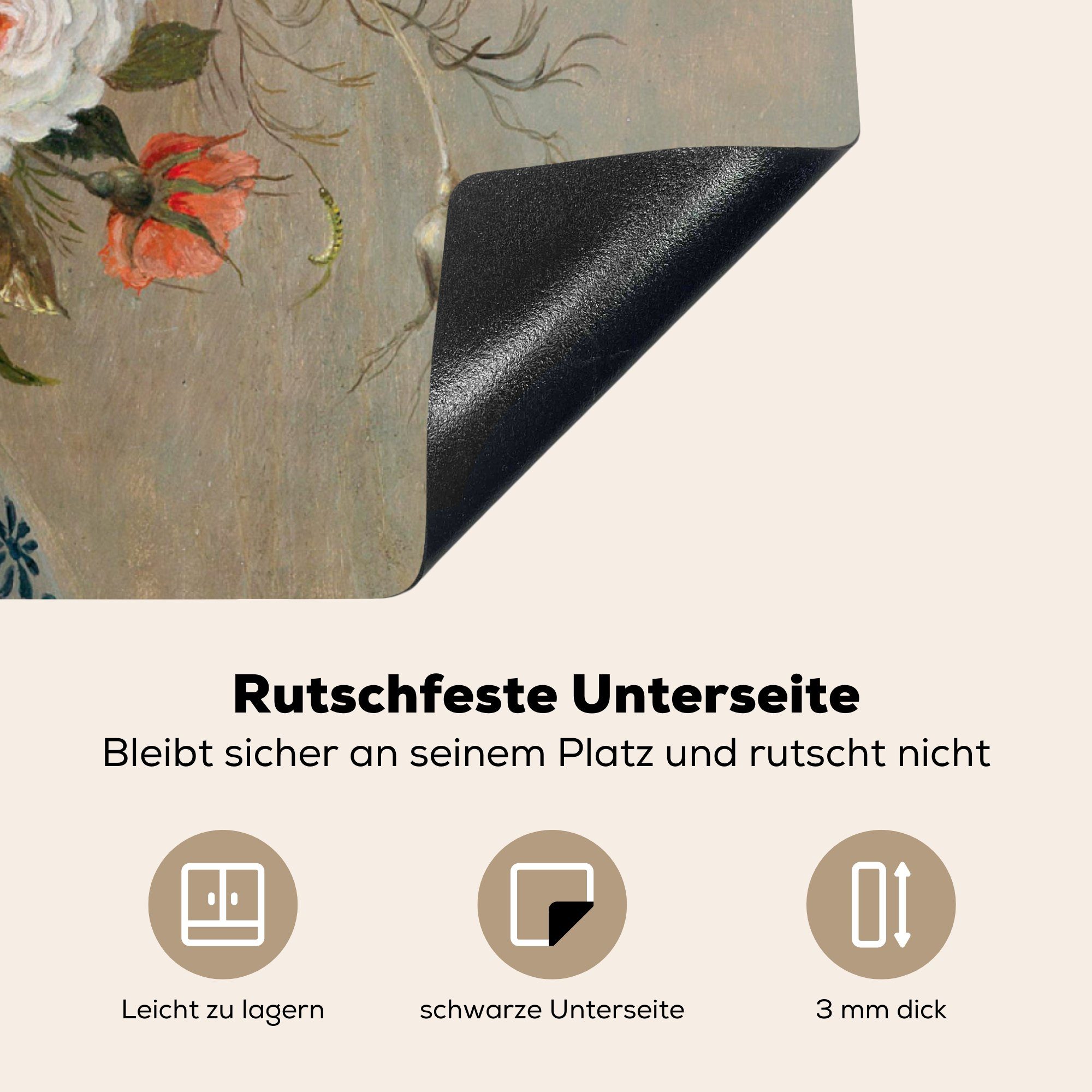 MuchoWow Herdblende-/Abdeckplatte Stilleben (1 Arbeitsplatte - Malerei, tlg), van Vinyl, Blumen Ast mit küche - 78x78 cm, der für Balthasar Ceranfeldabdeckung