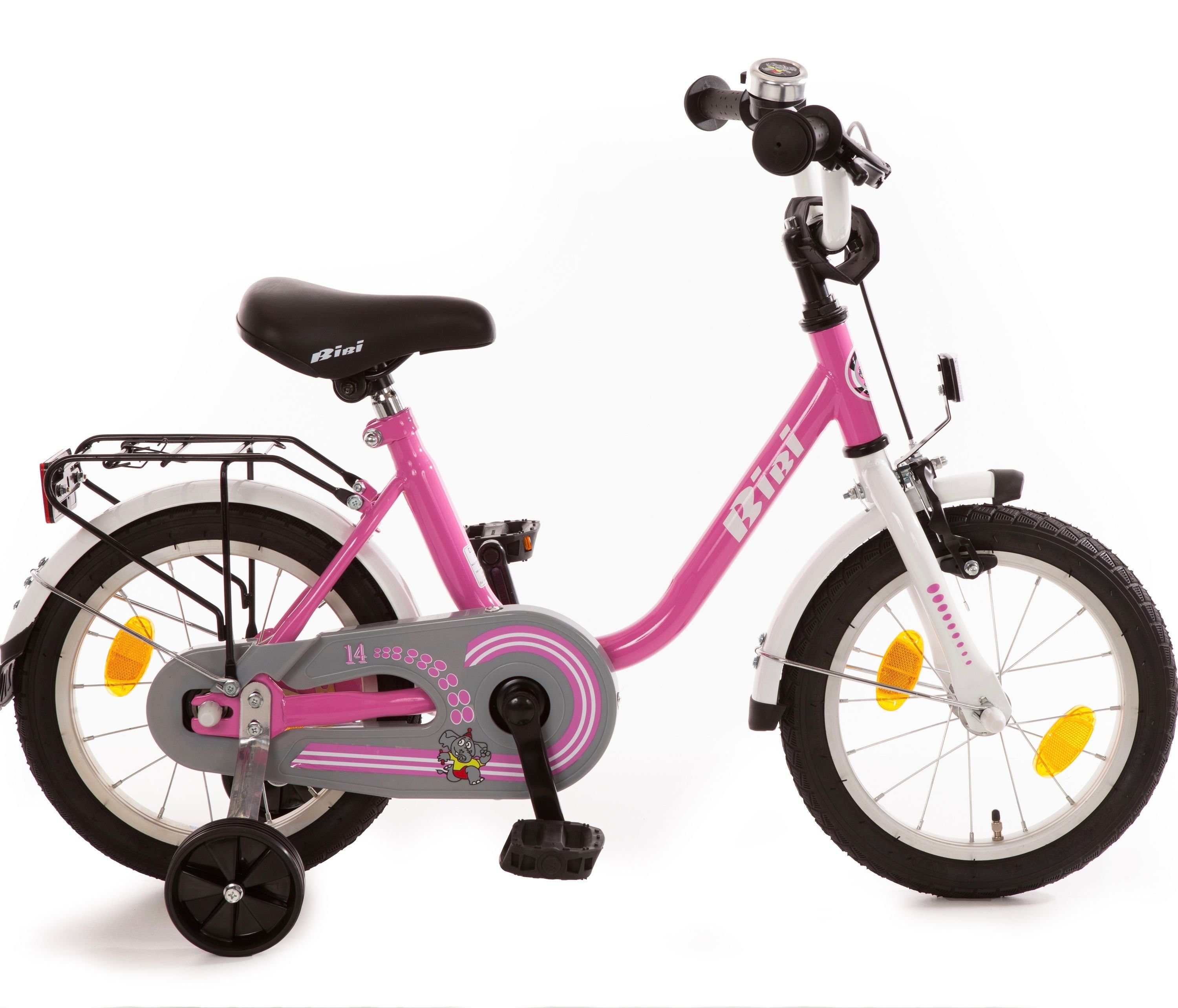 Kinderfahrrad 14 zoll Bibi Pink Fahrrad für Kinder ab 3 Jahre Mädchen