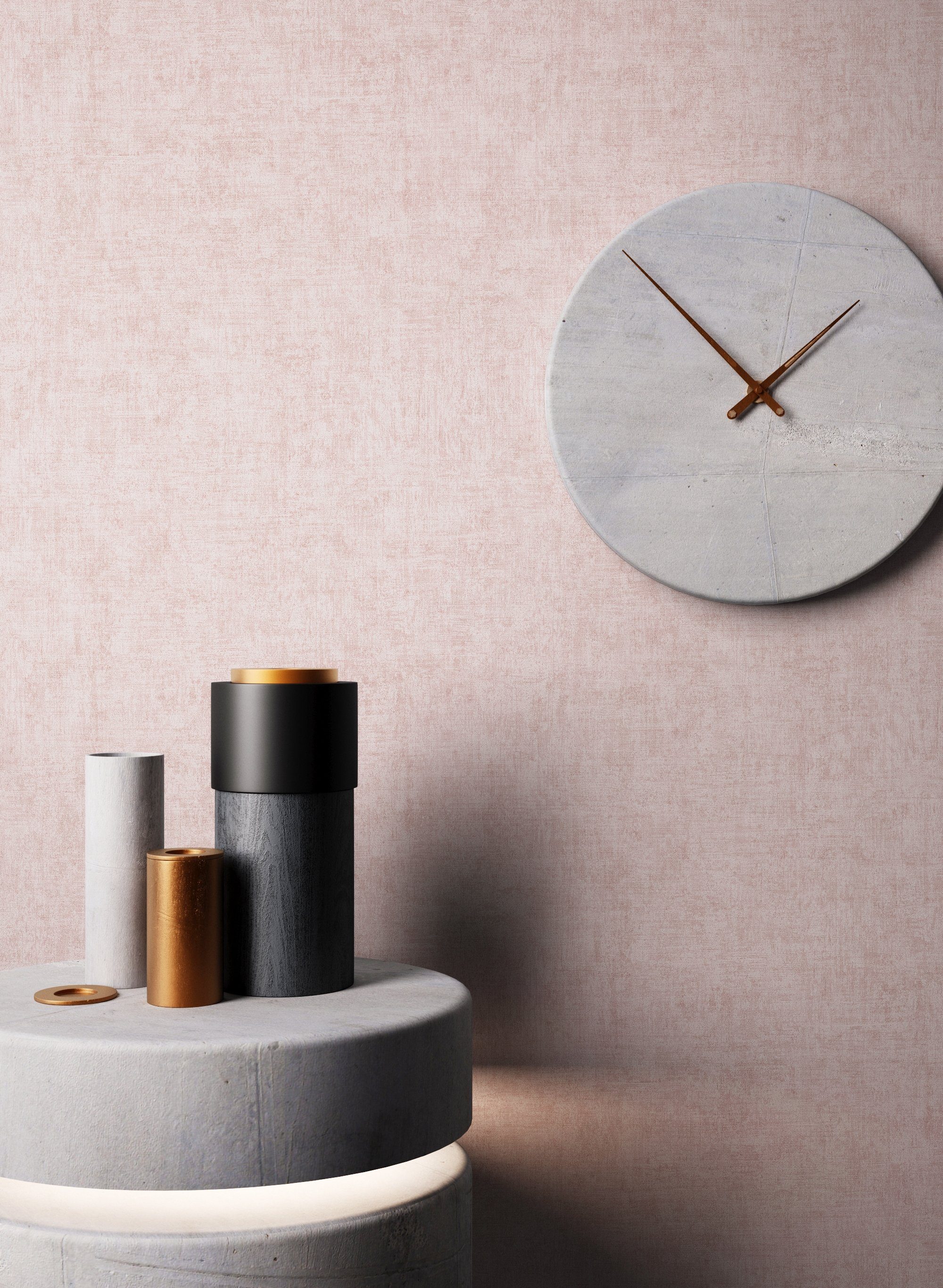 Newroom Vliestapete, Rosa Tapete Struktur Modern günstig online kaufen