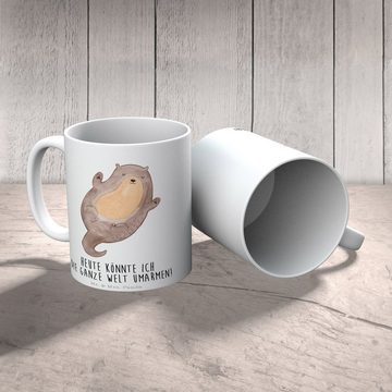 Mr. & Mrs. Panda Tasse Otter Umarmen - Weiß - Geschenk, Teetasse, gut gelaunt, Teebecher, Ot, Keramik, Herzberührende Designs