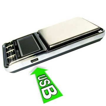 Dipse Feinwaage USB 200 x 0,01g Digitalwaage - Taschenwaage mit USB-Stromversorgung, Dauerbetrieb per USB Kabel