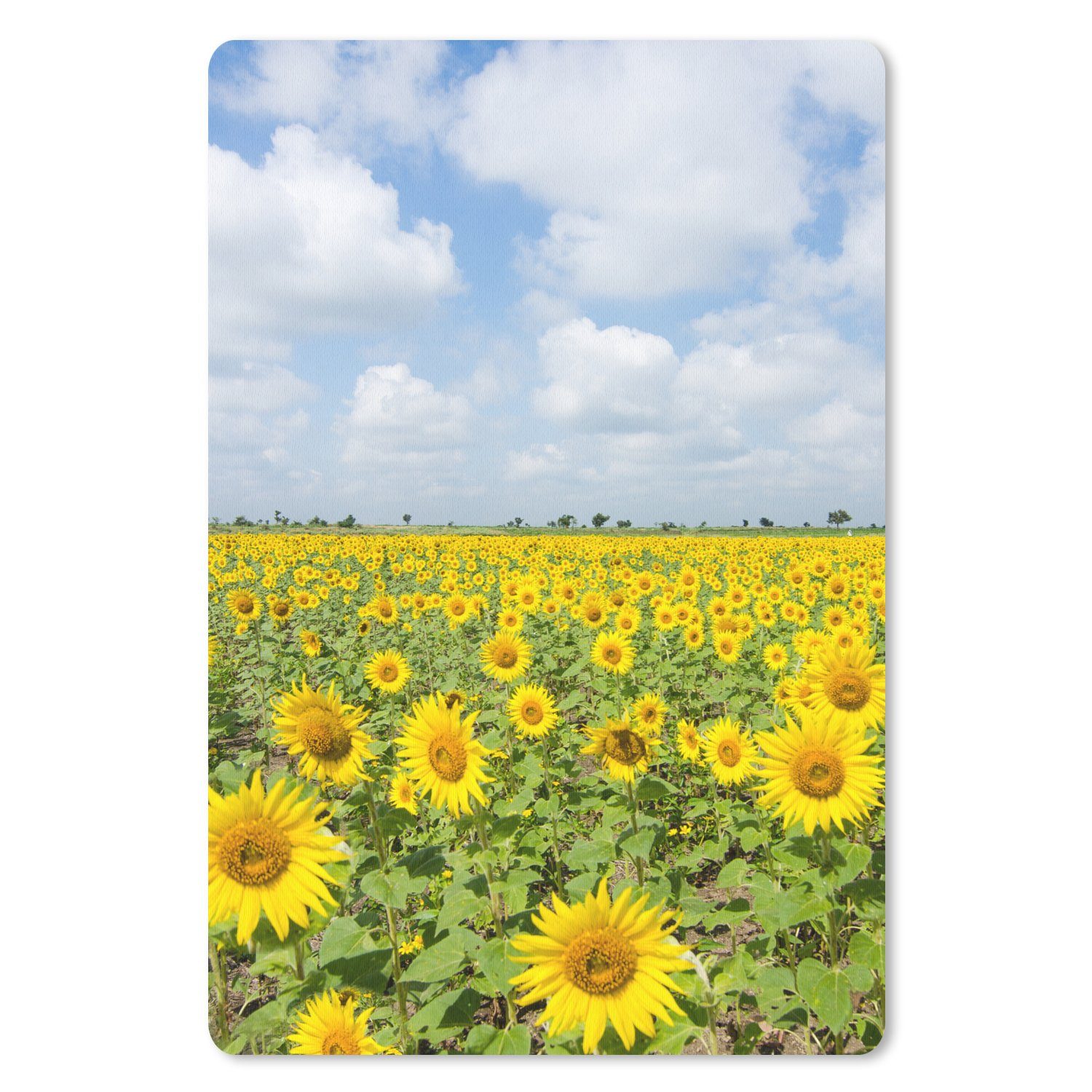 MuchoWow Mauspad Sonnenblumen - Blumen - Wolken - Natur - Gelb - Landschaft (1-St), Maus Pad Klein, Gaming Zubehör, Büro Deko, 18x27 cm