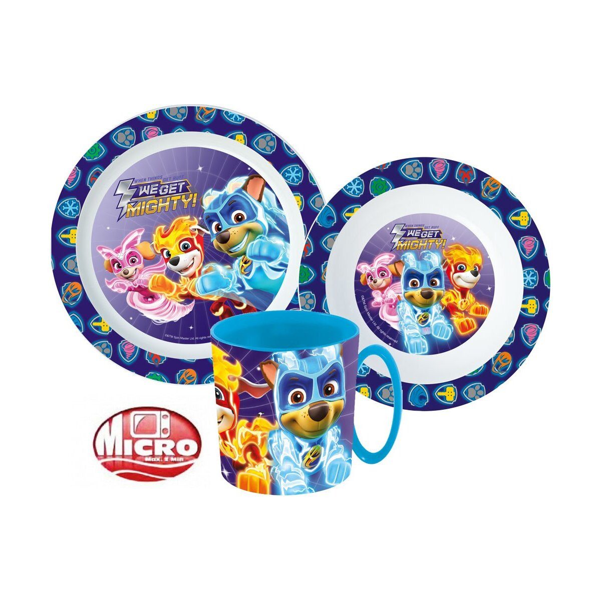 PAW PATROL Kindergeschirr-Set Paw Patrol Mighty Pups Geschirrset Mikro Kunststoff 350ml