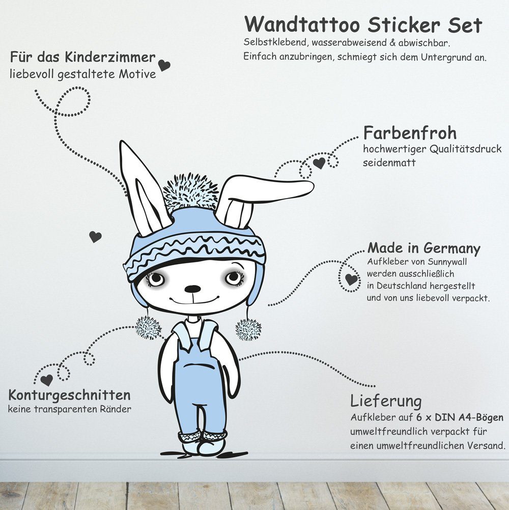 Sunnywall Wandtattoo Cool Rabbit - coole Hasen - Wandtattoo – Kinderzimmer günstig online kaufen