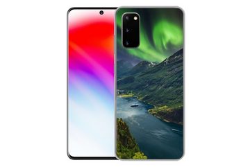 MuchoWow Handyhülle Nordlichter - Berg - Boot - Norwegen, Phone Case, Handyhülle Samsung Galaxy S20, Silikon, Schutzhülle