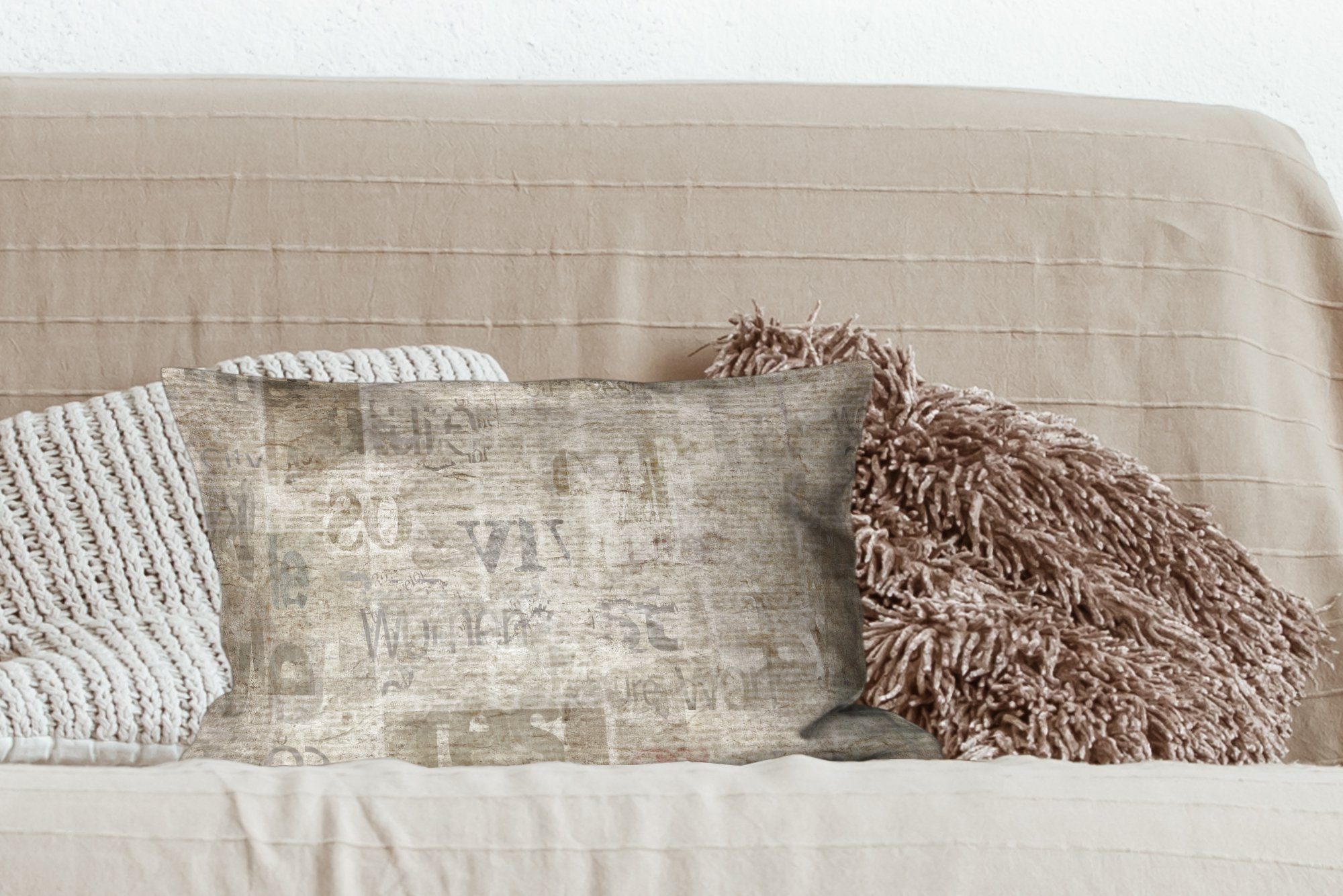 Zeitung Zierkissen, - MuchoWow Papier, Wohzimmer Füllung, - mit Dekokissen Dekokissen Dekoration, Vintage Schlafzimmer