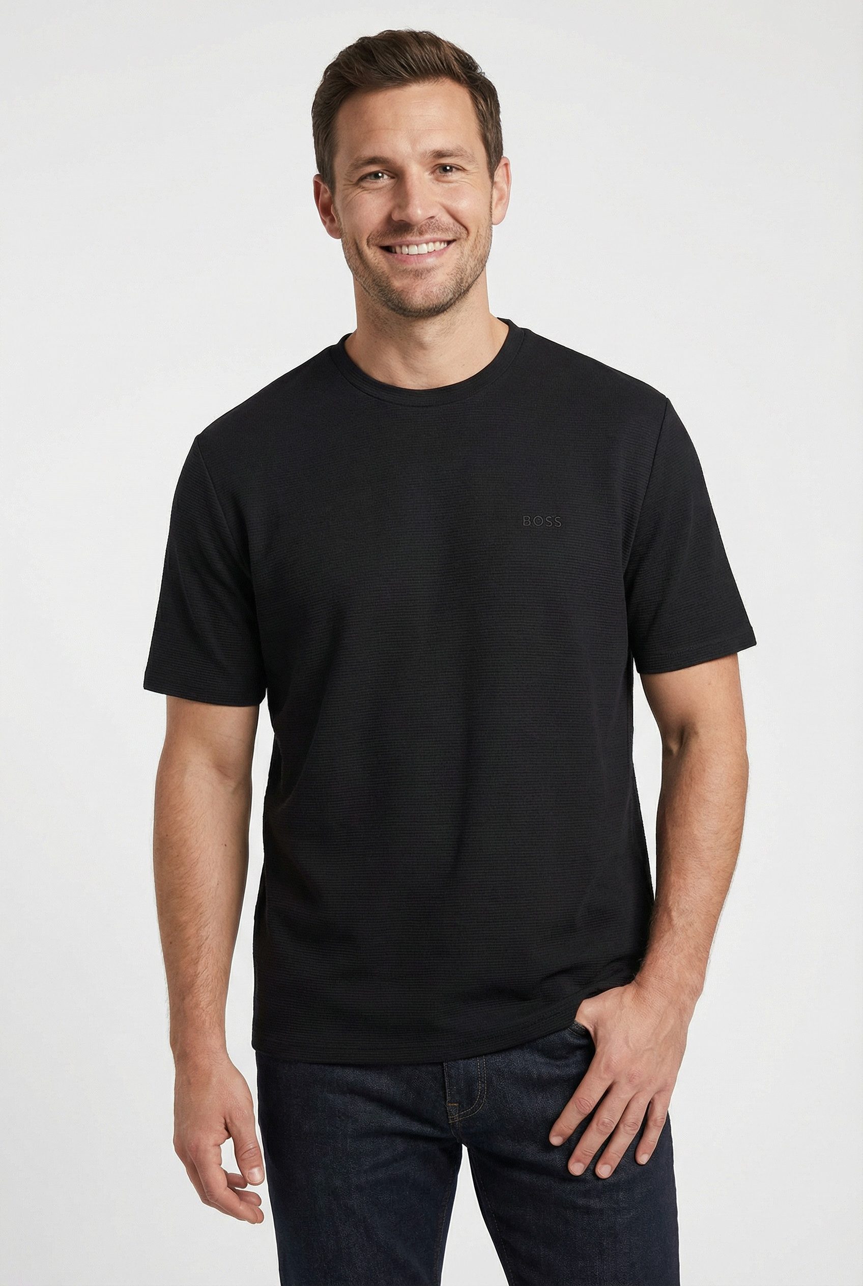 BOSS T-Shirt aus Ripp-Qualität, regular fit, Rundhals günstig online kaufen