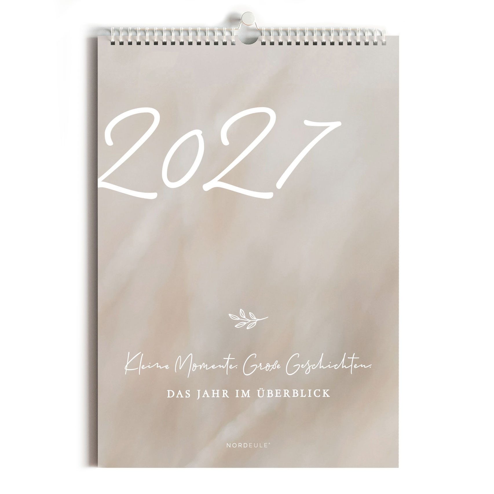 NORDEULE Familienkalender A4 Beige, Wandkalender 2027 mit 4 Spalten, ideal für Familien, Kollegen, Paare, Geburtstage oder Geschenk