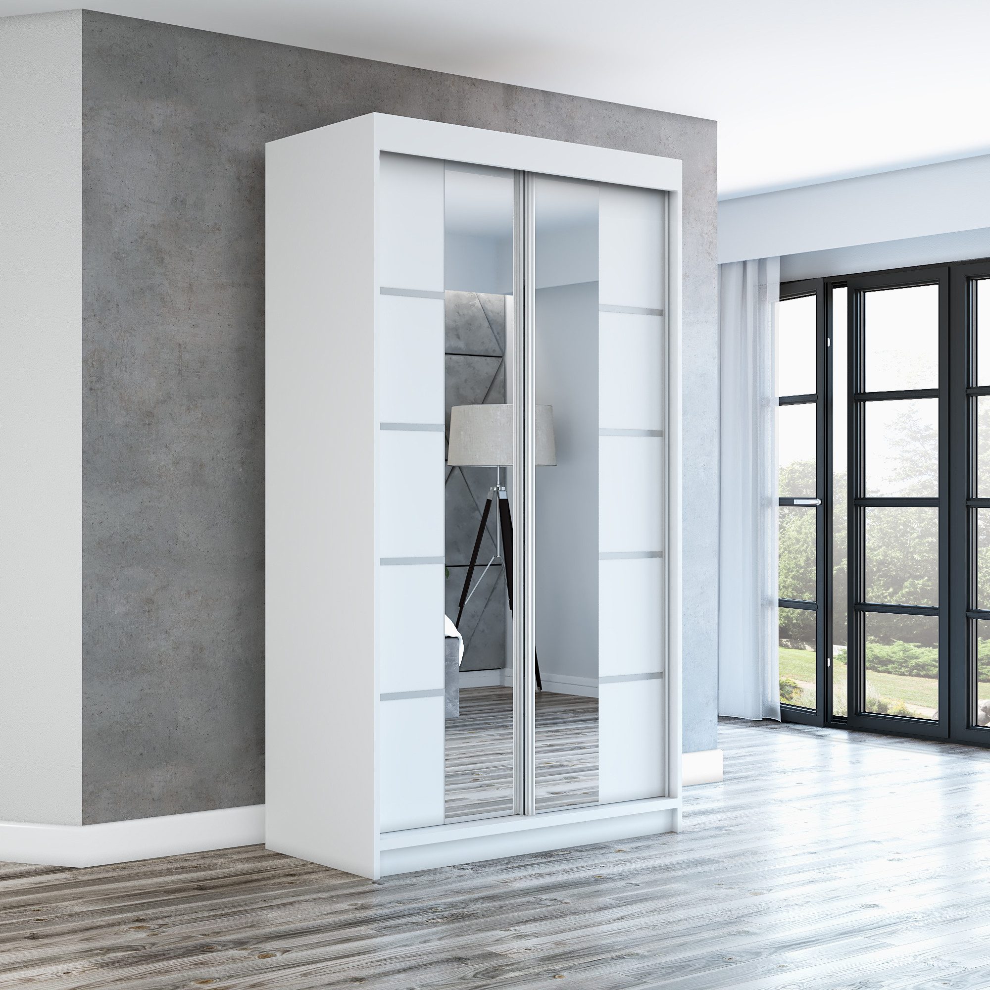 A&J MöbelLand GmbH Schiebetürenschrank ERA mit Spiegel. (TOP ANGEBOT! Geräumiger Schrank mit viel Stauraum:6 Regalen und 1 Kleiderstange – -ideal zur Aufbewahrung von Kleidung und Accessoires. TOP PRODUKT! Farbe und Größe (120 cm, 160 cm, 180 cm) zur Auswahl -wählen Sie das ideale Modell für Ihr Schlafzimmer!, Kleiderschrank mit Regalen) Breite: 120 cm, 140 cm, 160 cm, Höhe: 215 cm, Tiefe: 59,5 cm