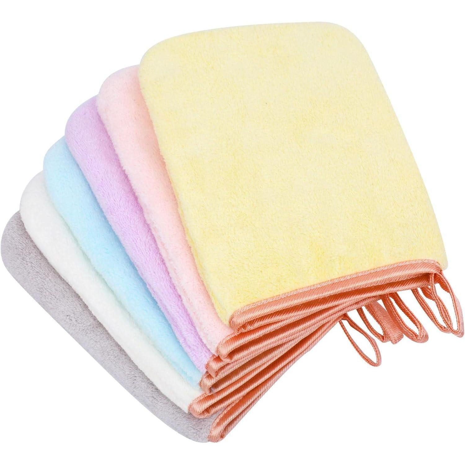 LuxusKollektion Waschhandschuh 6er Set Mikrofaser Waschhandschuhe Korallenvlies 15x21cm