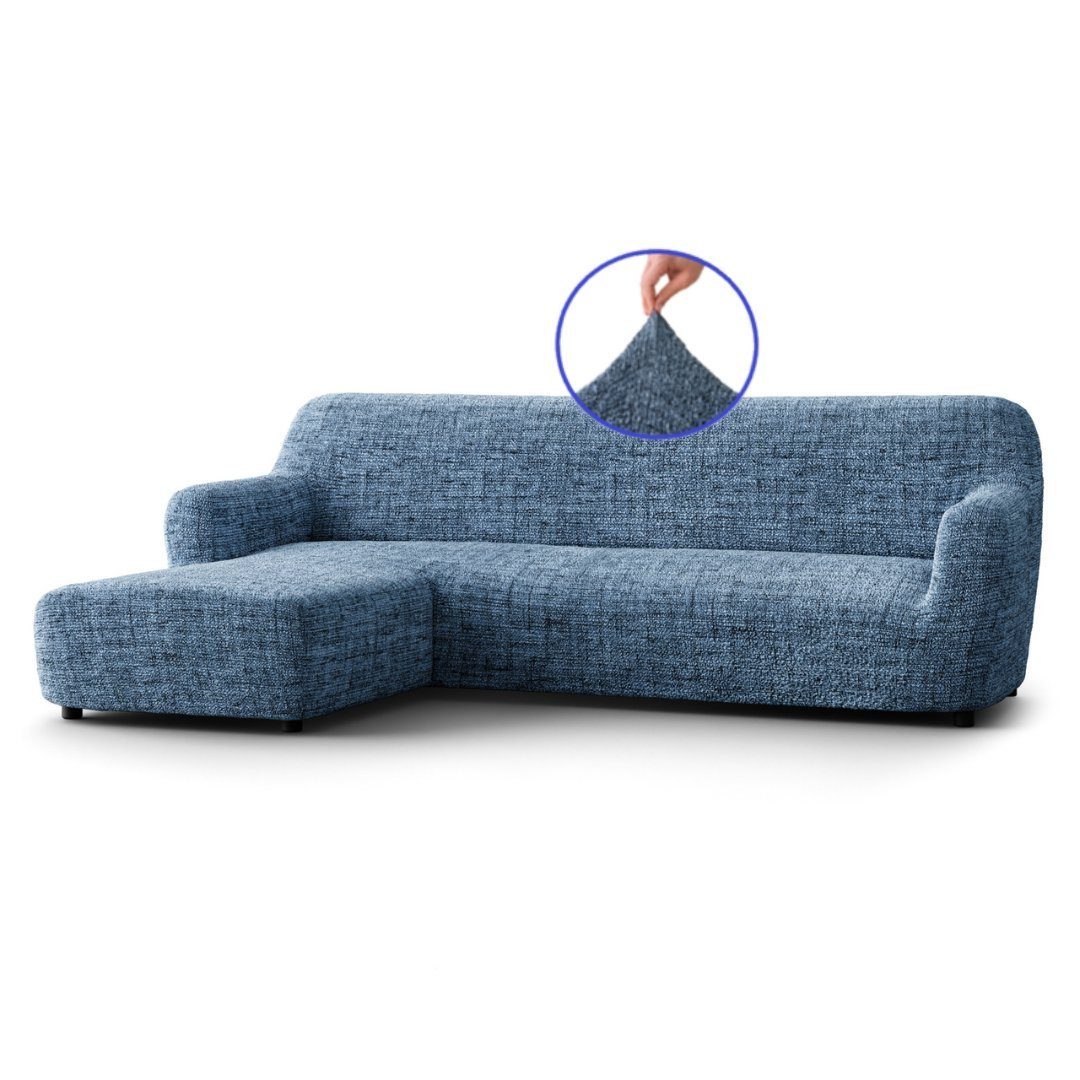 Sofahusse 1-teiliger Sofabezug für L-Form mit mane, italienische Handarbeit, Paulato by GA.I.CO, blickdichter, langlebiger 2-farbiger Mikrofaserstoff blau