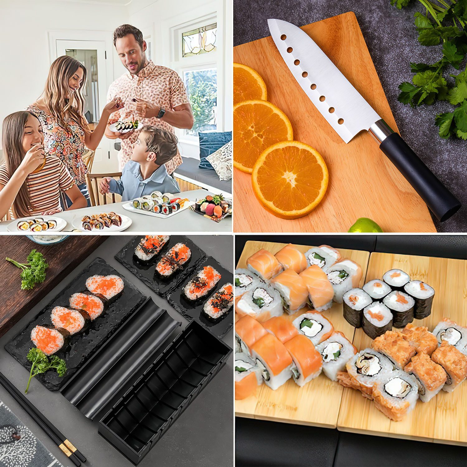 SURFOU Sushiteller Sushi Maker Set 20 Stück Sushi Kit mit matte Bazooka, mit Messer Essstäbchen Avocadoschneiderr Geschmacksgericht – Bild 4 von 5