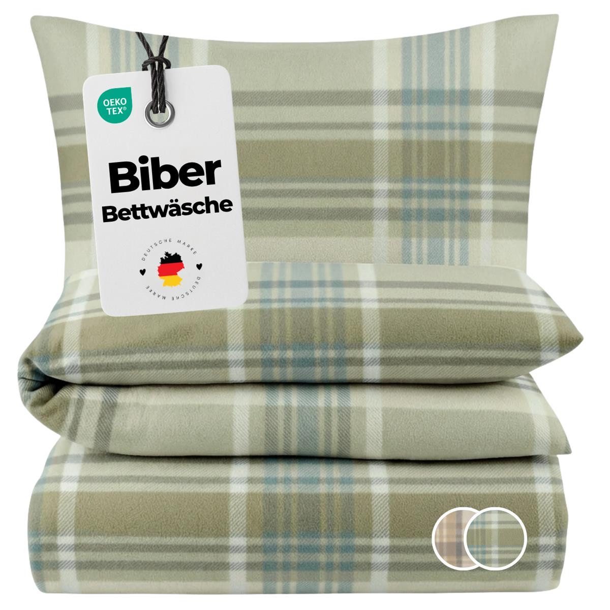 Carpe Sonno Bettwäsche Biber Warme Bettwäsche Winter Flanell Kariert Baumwolle 135 x 200, Biber, 2 teilig, Kuschelige Biberbettwäsche - Feinbiber - Reißverschluss - 135x200 cm