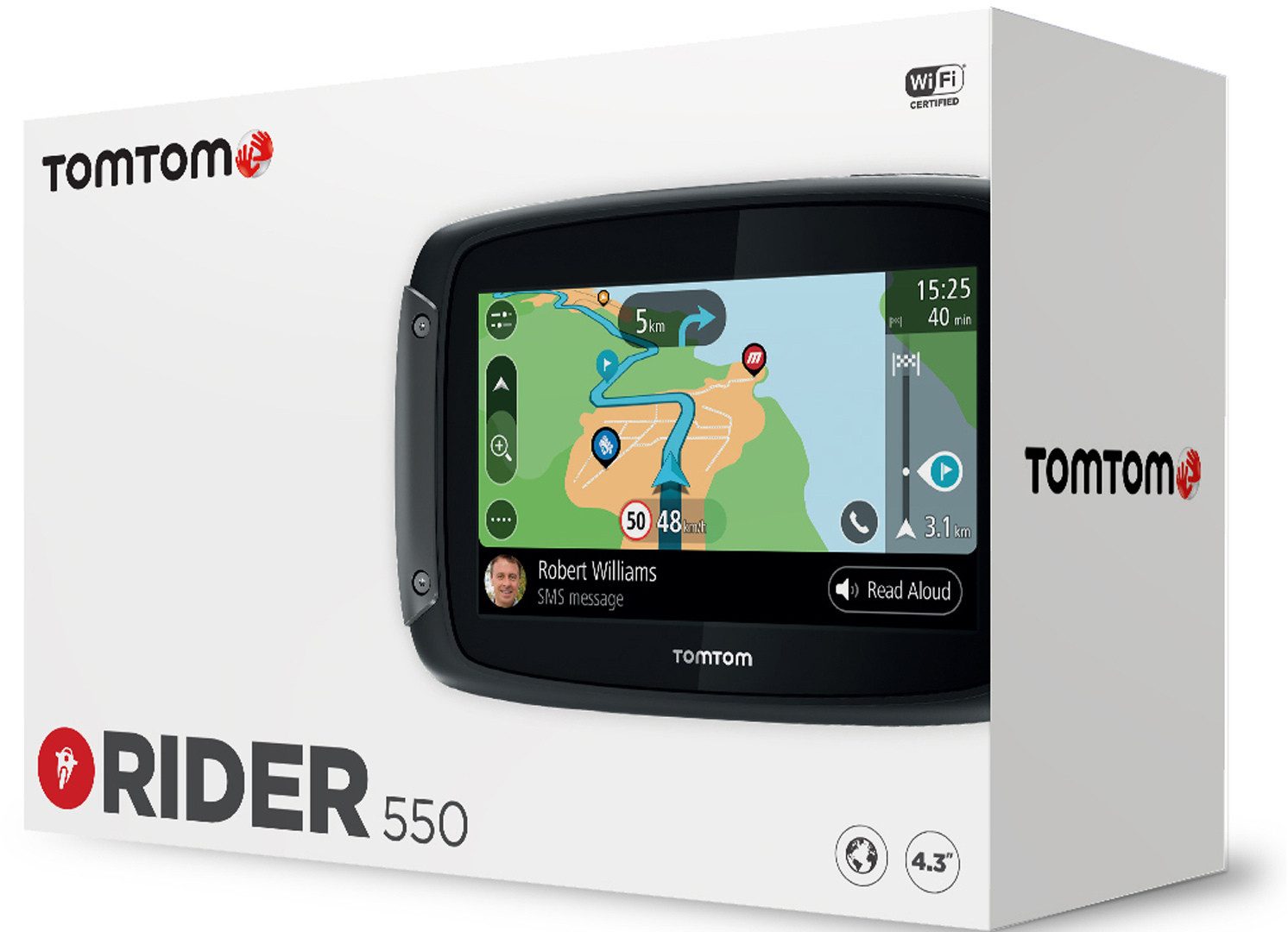 TomTom Rider 550 World Navigationssystem Motorrad-Navigationsgerät (robust)