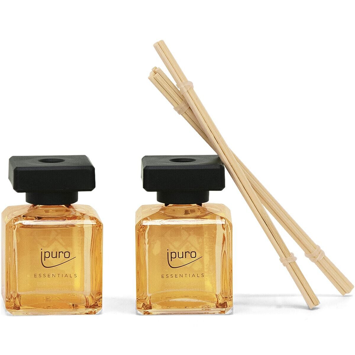 IPURO Raumduft Soft Vanilla Touch, 2x 50 ml, Glasflakon mit Rattan-Holzstäbchen