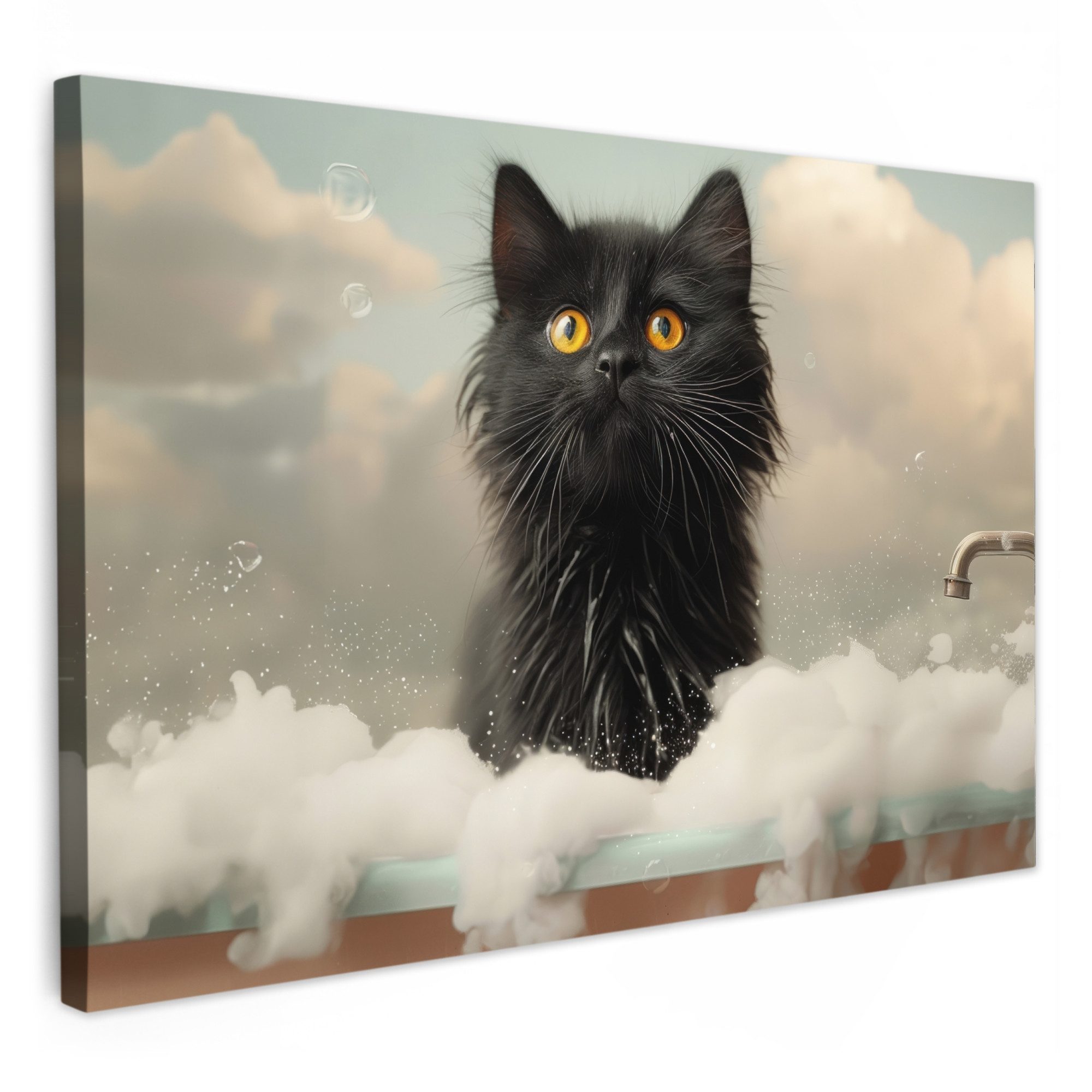 OneMillionCanvasses® Leinwandbild Katze - Bad - günstig online kaufen
