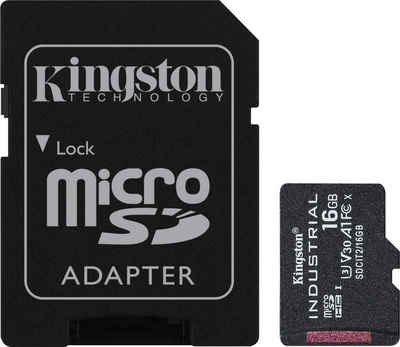Kingston INDUSTRIAL microSD 16GB + SD Adapter Speicherkarte (16 GB, UHS-I Class 10, 100 MB/s Lesegeschwindigkeit)