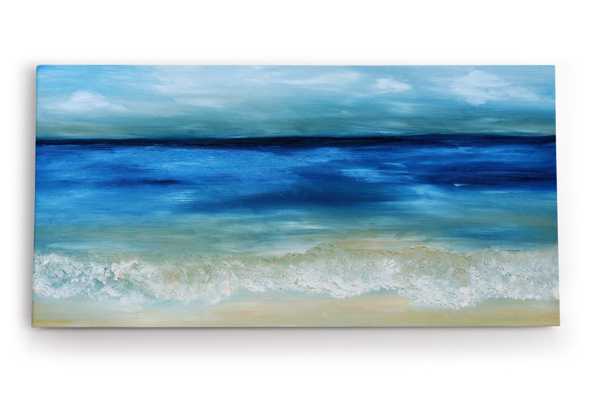 Leinwandbild Meer Strand Horizont Himmel Abstrakt Wellen