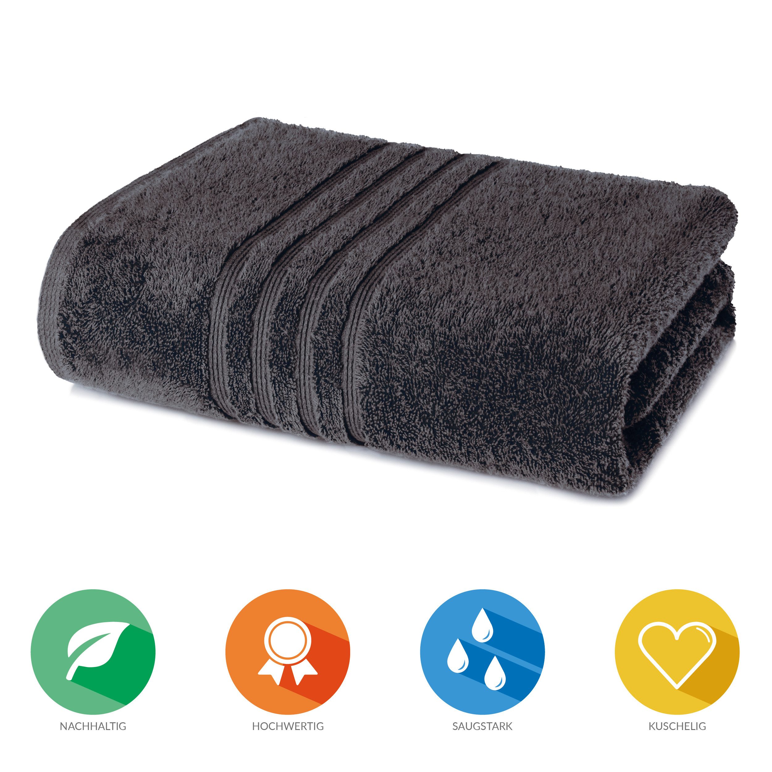 Lavea Badetuch Bali Duschtuch 100x150 cm Duschtuch 70x140 cm, Weiches Bio-Baumwollfrottee (1-St), Handtuch, GOTS-zertifiziert, extra saugstark mit 500g/m² – Bild 2 von 5