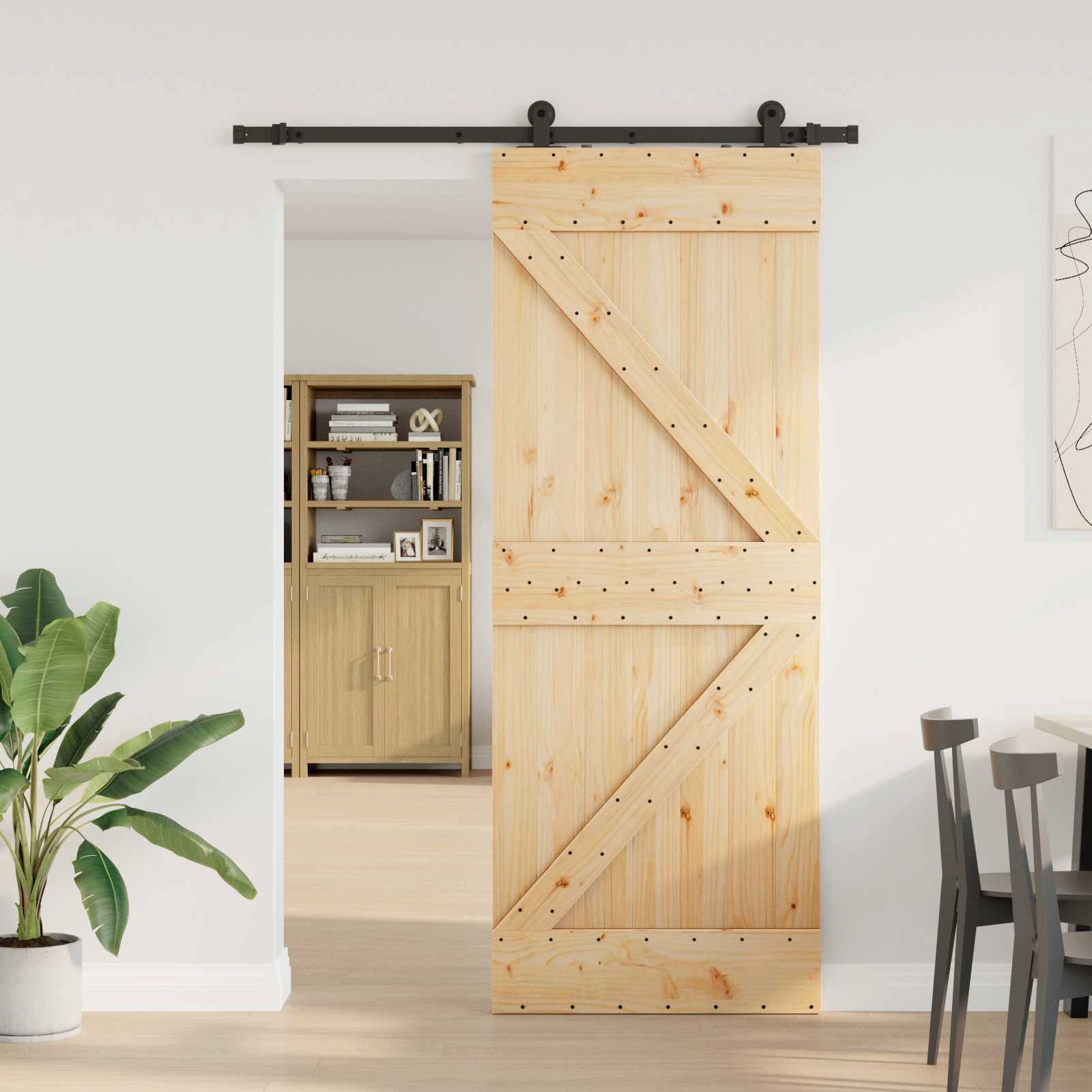 vidaXL Schiebetür Schiebetür NARVIK 80 x 210 cm (152,5 cm) Natürlich und Schwarz (1-St)