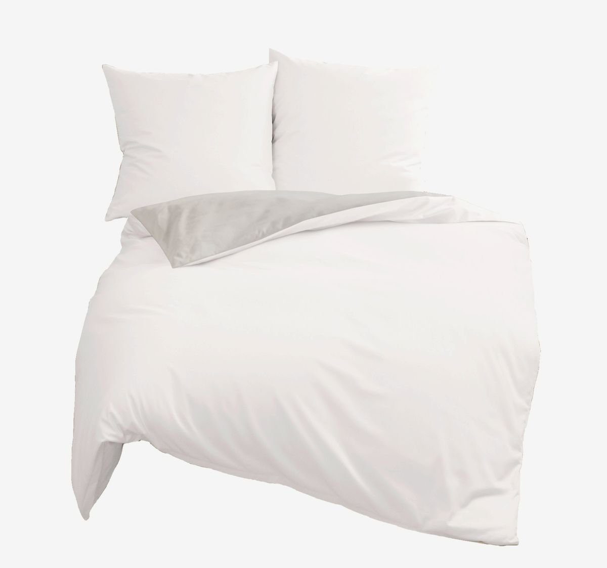 BIERBAUM Wendebettwäsche Bierbaum Linon Renforcé Wende Bettwäsche 135x200cm 2 tlg. Creme / Grau, Renforcé, 2 teilig, Elegante Ganzjahresbettwäsche, zeitlos und modern