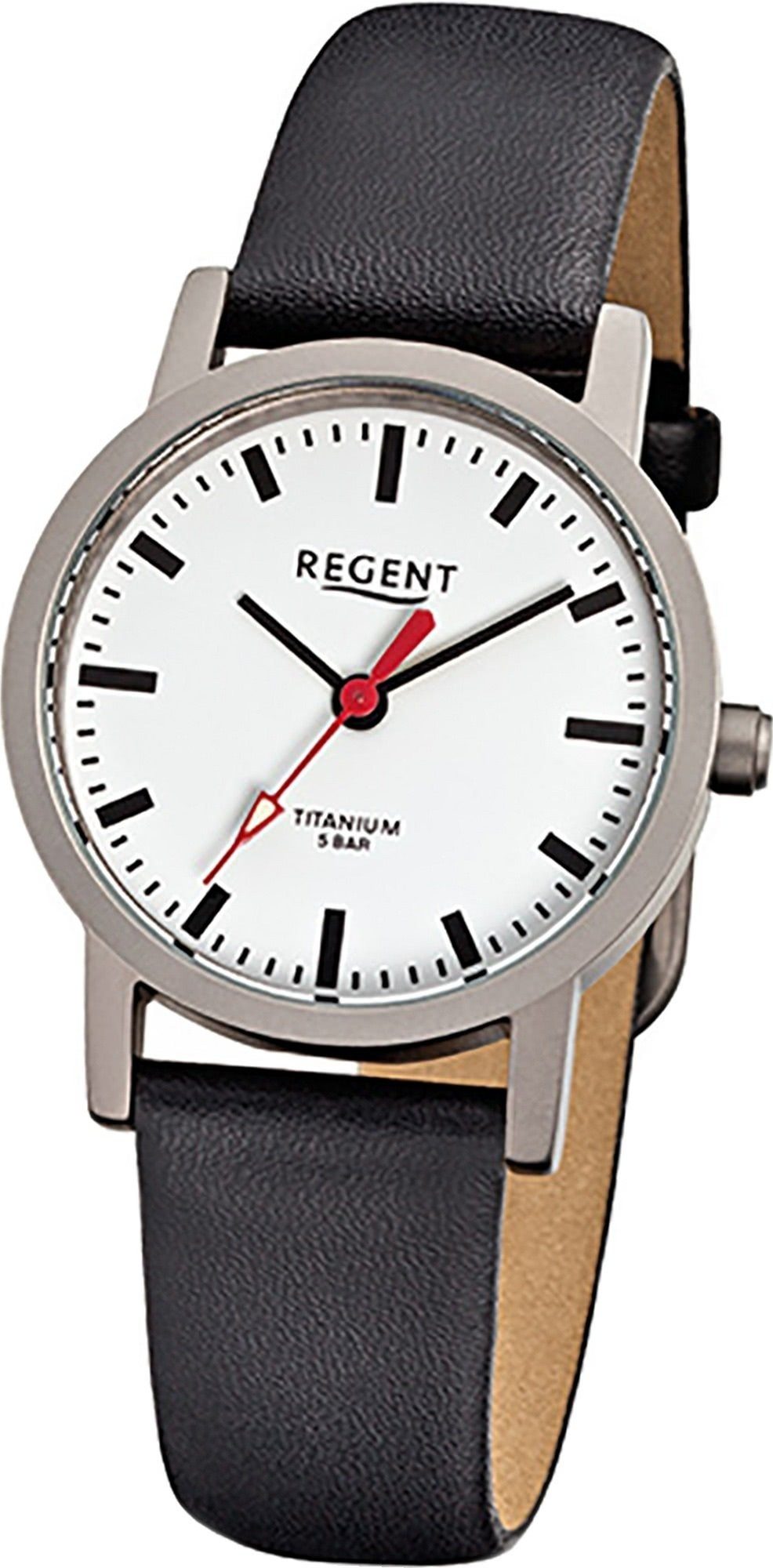 Regent Quarzuhr schwarz, Lederarmband Damenuhr Uhr Leder 27mm) Gehäuse, F-240 Quarzuhr, rundes Damen klein Regent (ca